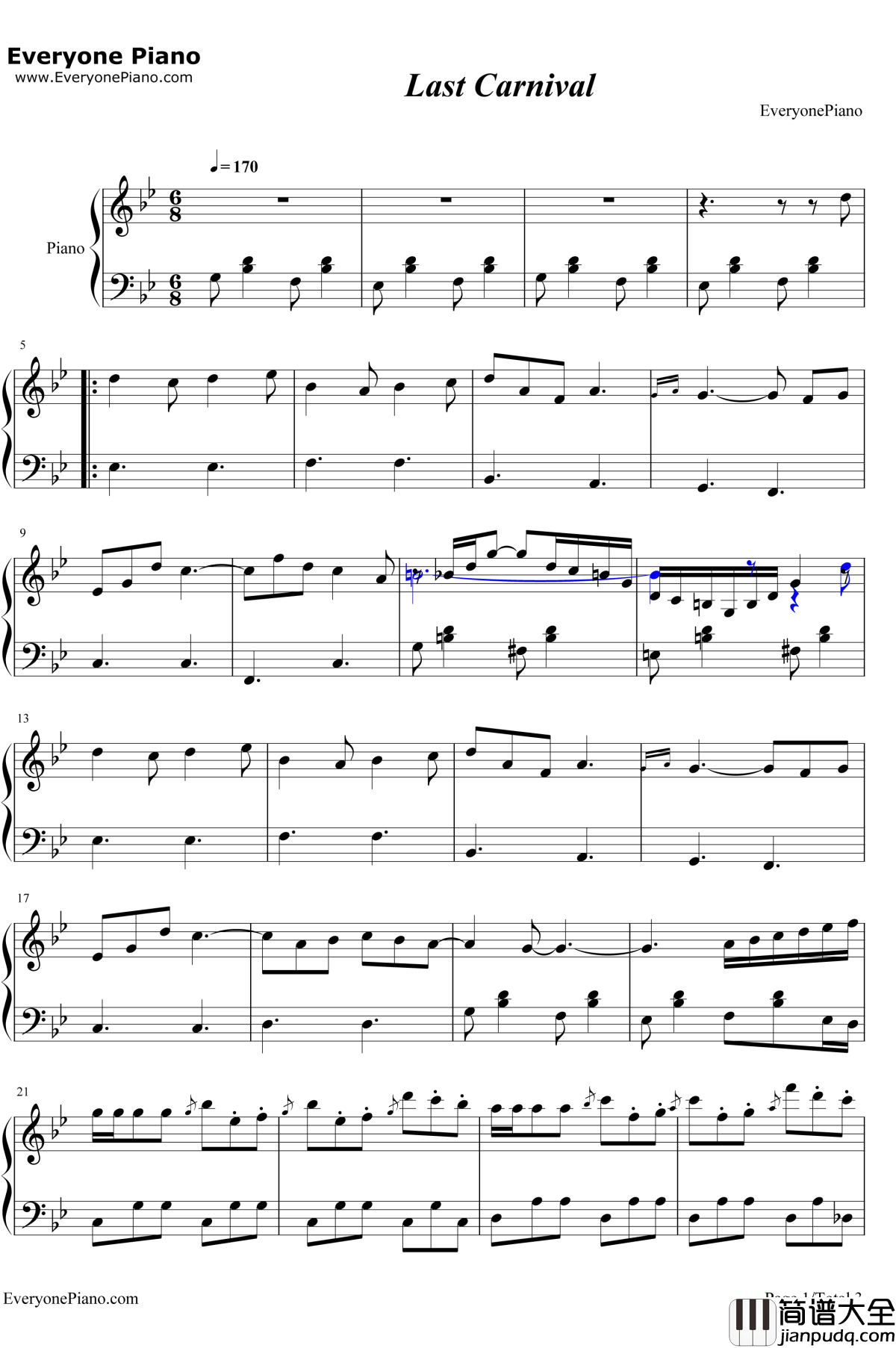 Last_Carnival钢琴谱_AcousticCafe