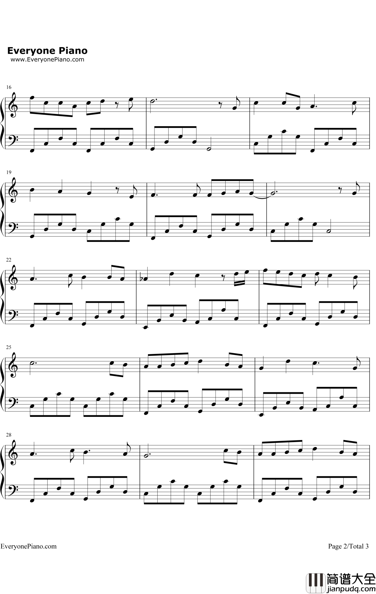 魔法城堡钢琴谱__TFBOYS