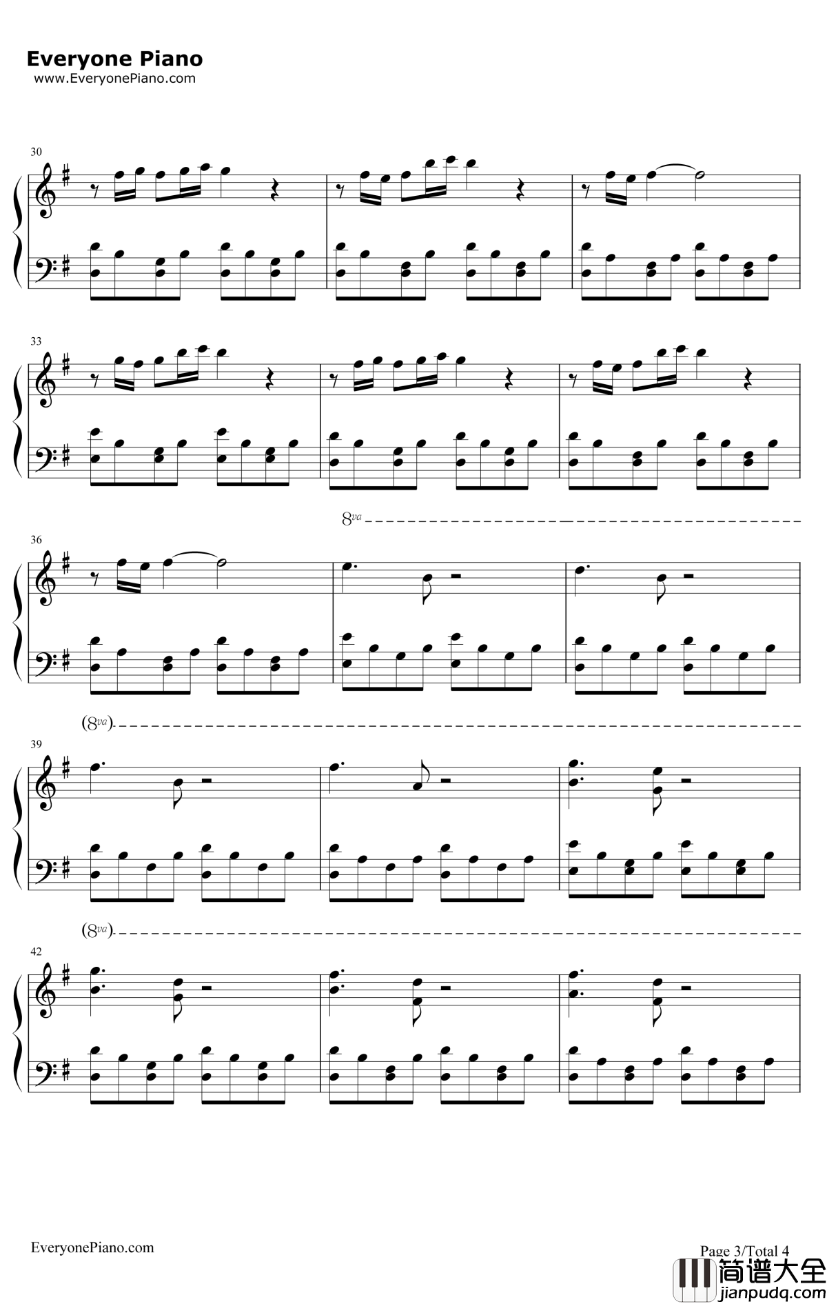 _天使爱美丽_主题曲钢琴谱_YannTiersen_Midi简易版