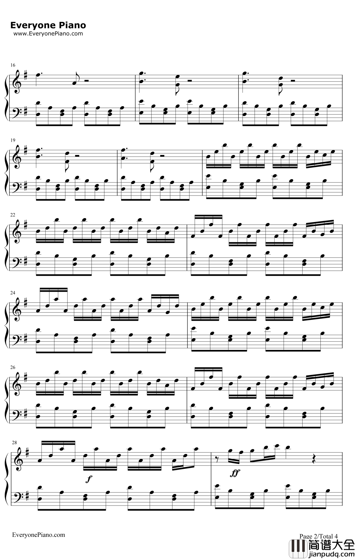 _天使爱美丽_主题曲钢琴谱_YannTiersen_Midi简易版