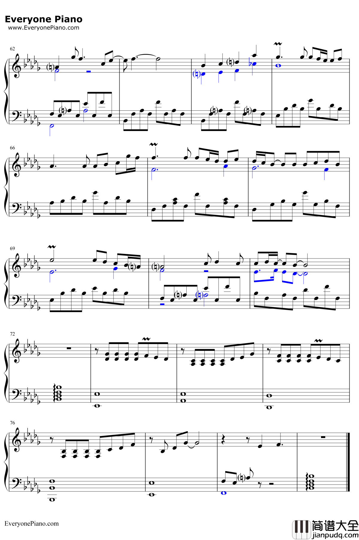 流着泪说分手钢琴谱_金志文