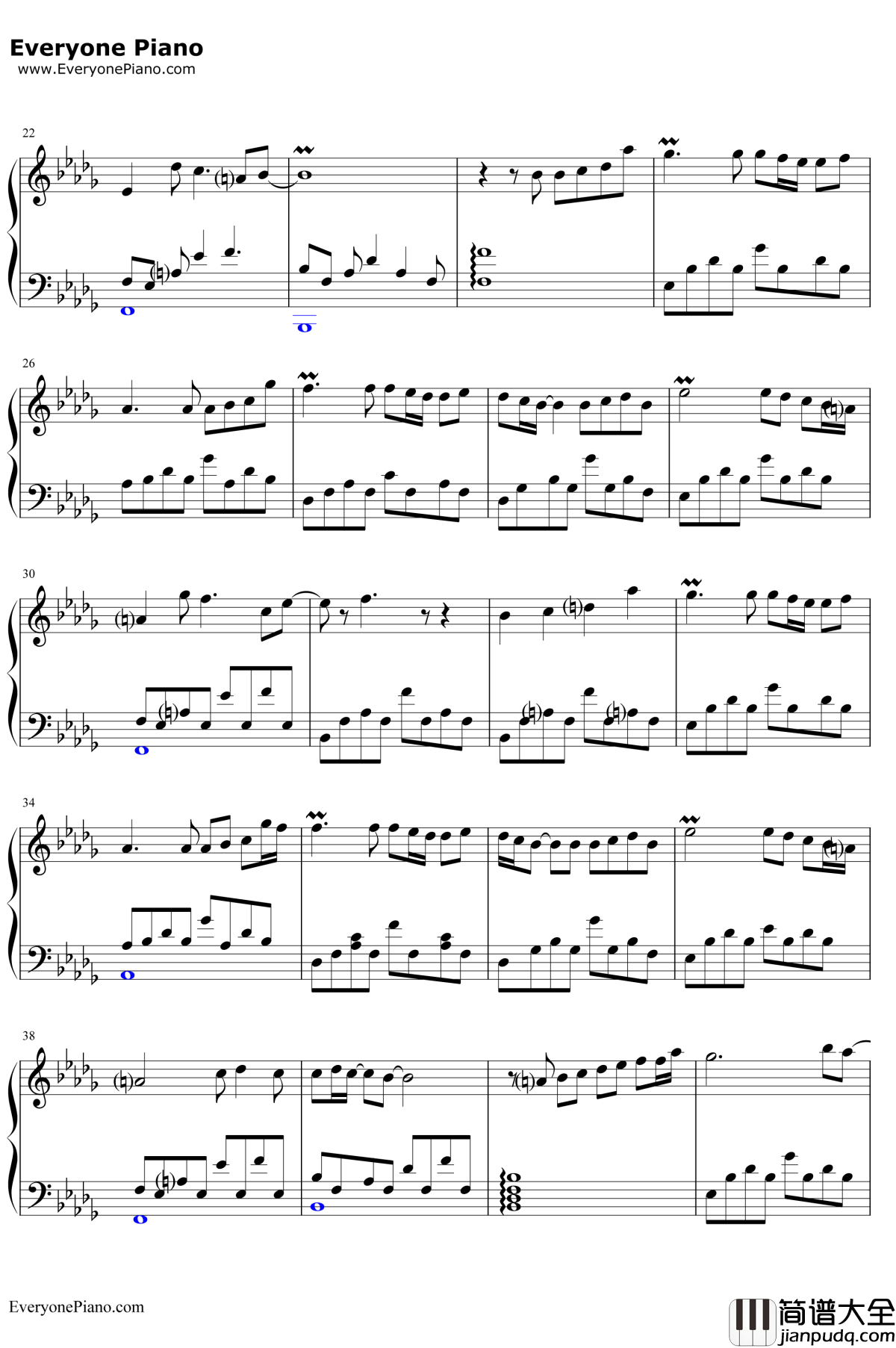 流着泪说分手钢琴谱_金志文