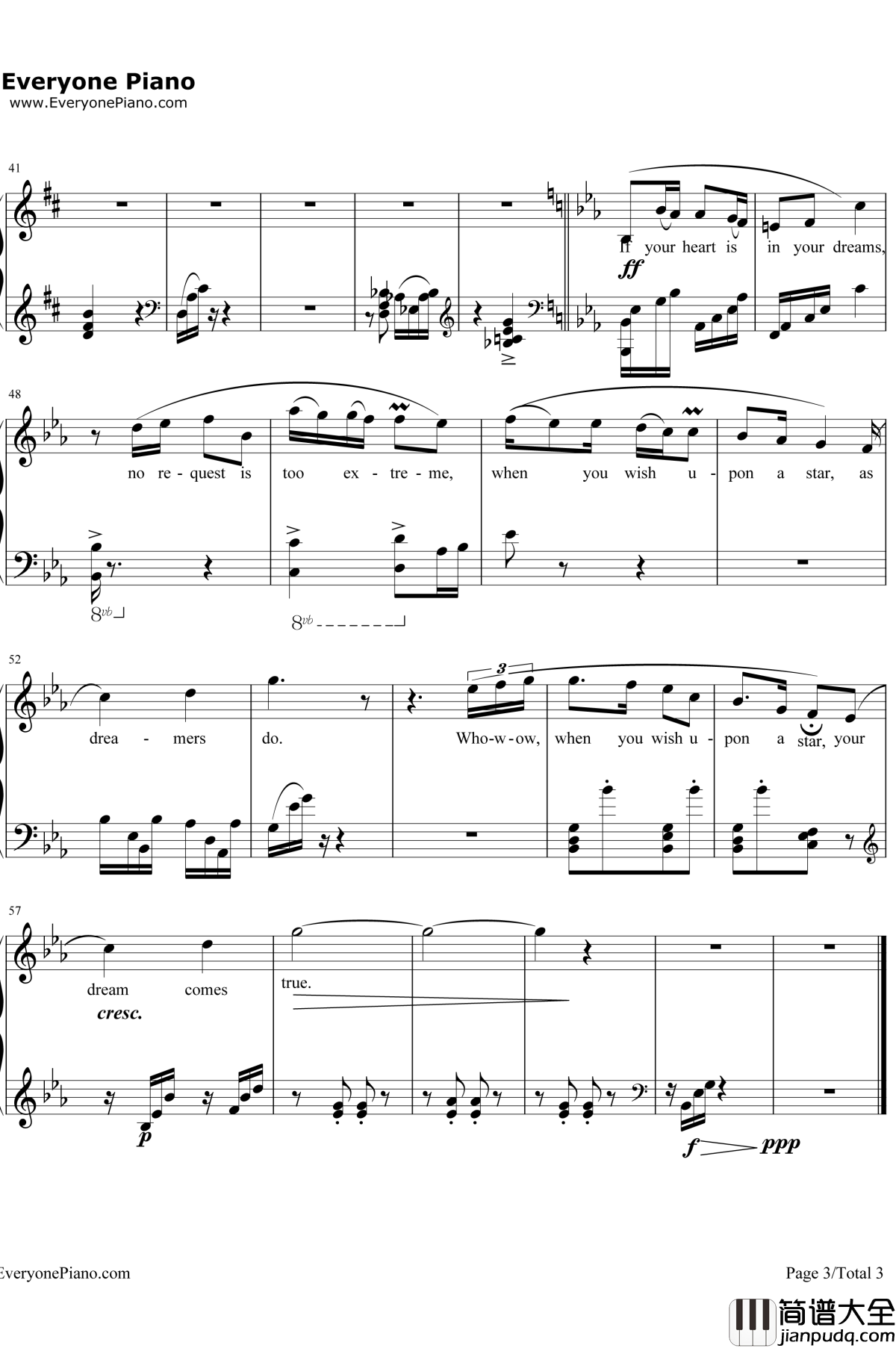 When_You_Wish_upon_a_Star钢琴谱_LeighHarline&NedWashington_木偶奇遇记OP