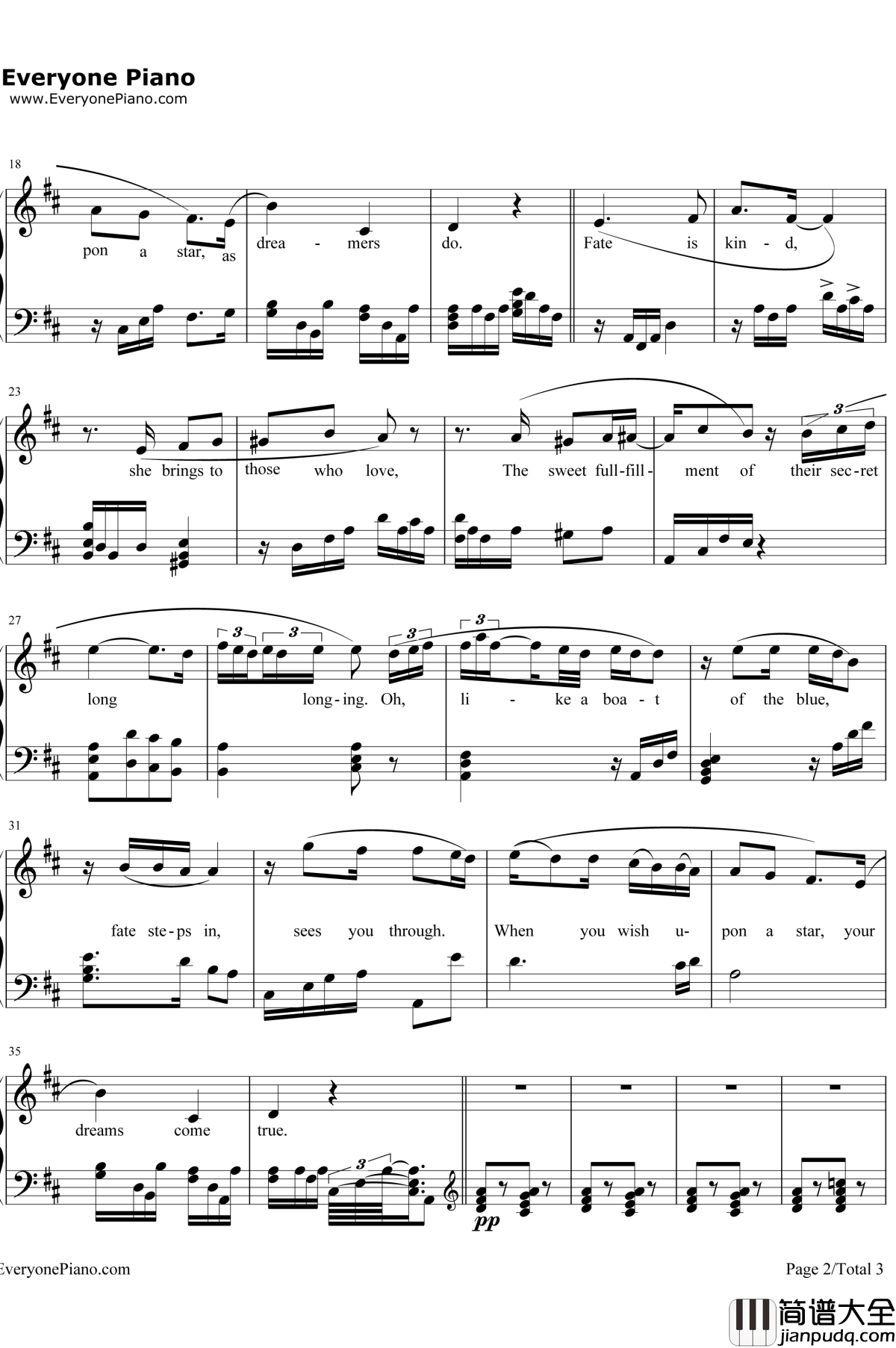 When_You_Wish_upon_a_Star钢琴谱_LeighHarline&NedWashington_木偶奇遇记OP