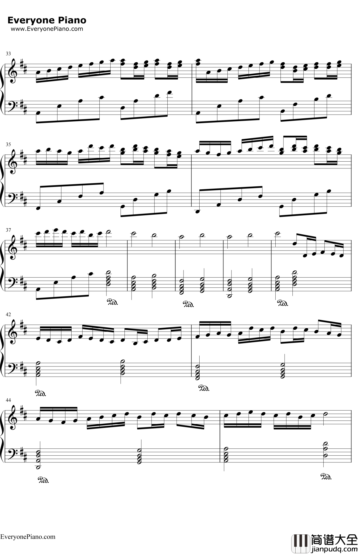 卡农大爱人间钢琴谱_巴哈贝尔Pachelbel