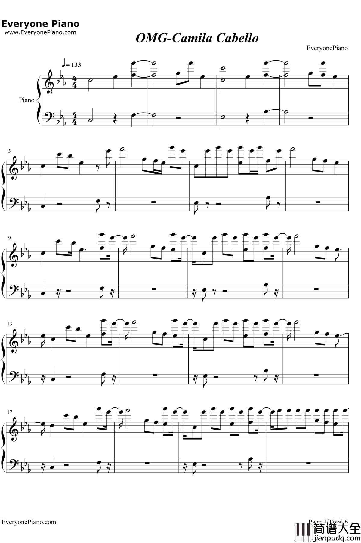 OMG钢琴谱_CamilaCabello