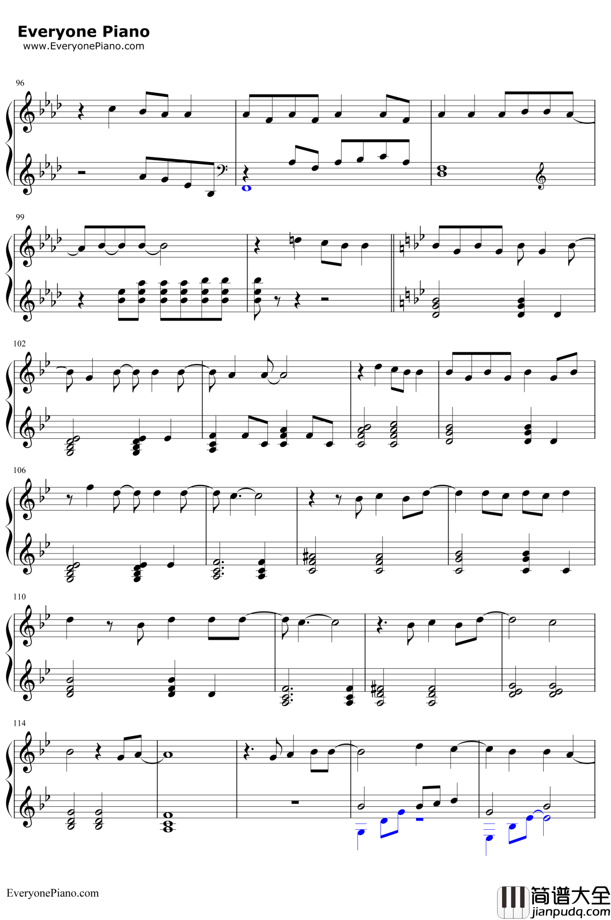 Because_Of_You钢琴谱_凯莉·克莱森KellyClarkson_因为你_凯莉·克莱森