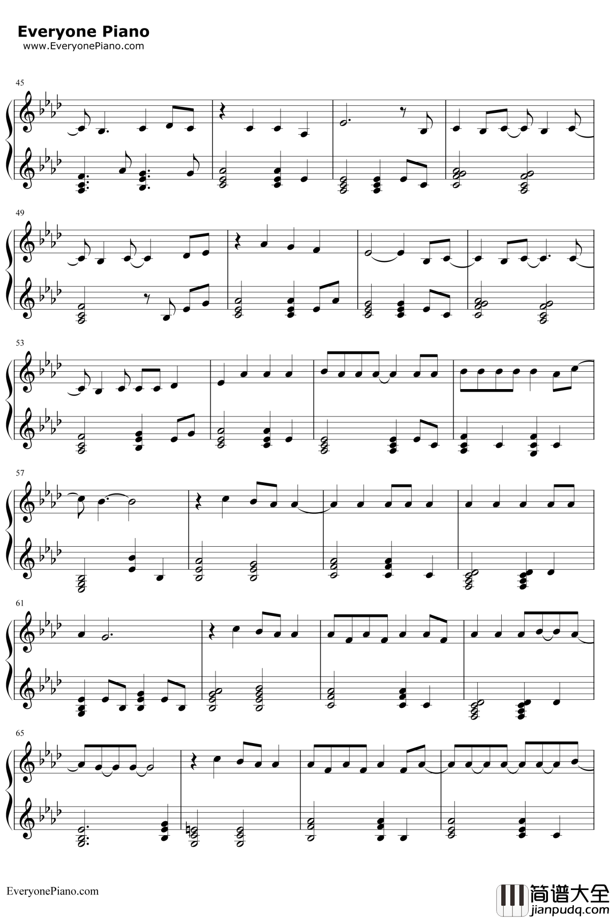 Because_Of_You钢琴谱_凯莉·克莱森KellyClarkson_因为你_凯莉·克莱森