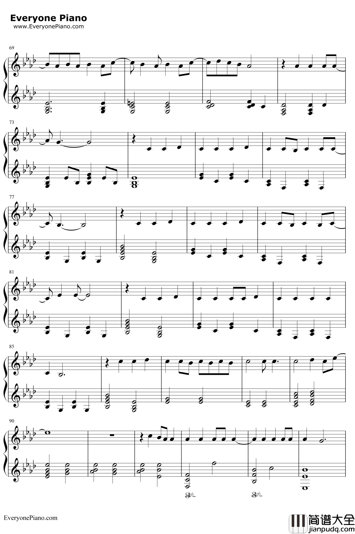 Because_Of_You钢琴谱_凯莉·克莱森KellyClarkson_因为你_凯莉·克莱森