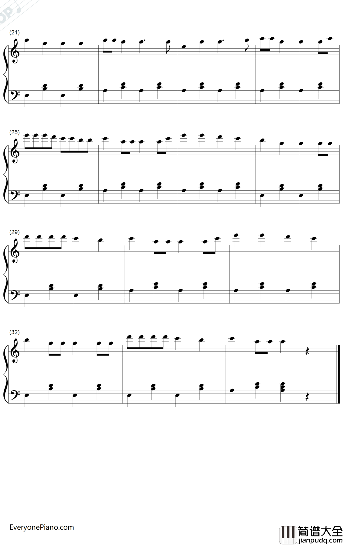 甩葱歌简单版钢琴谱_初音未来_EOP教学曲