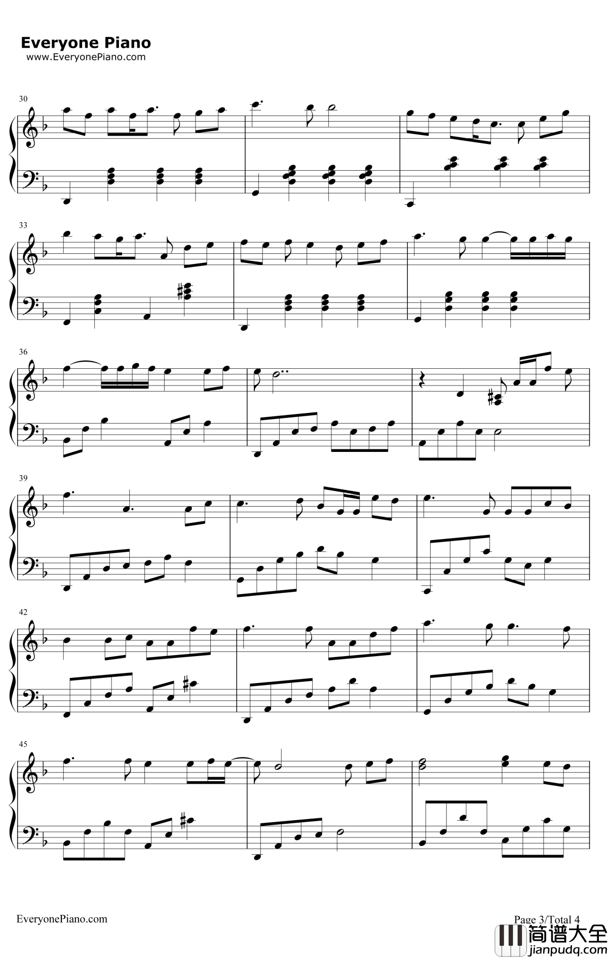 月半小夜曲钢琴谱_李克勤_ハーフムーン・セレナーデ