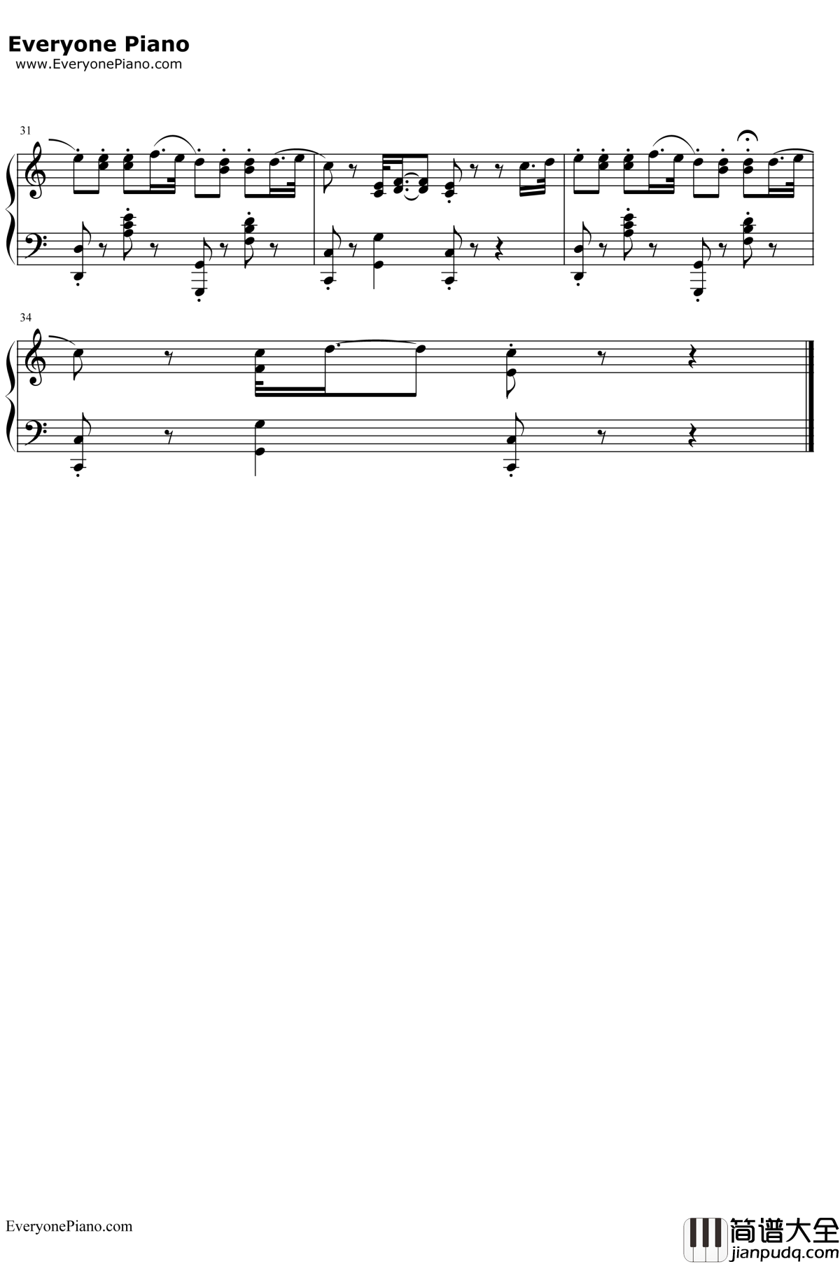 可爱颂钢琴谱_Hari荷莉_韩国最新洗脑神曲