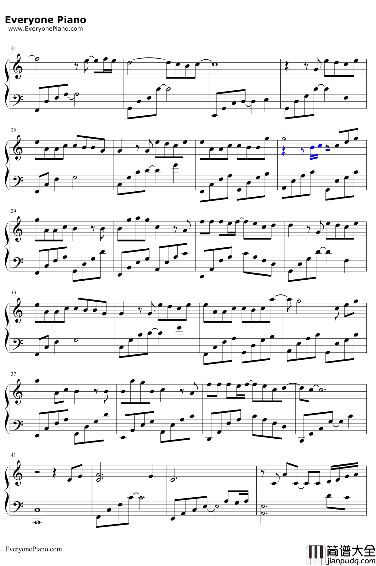 裂缝中的阳光钢琴谱__林俊杰