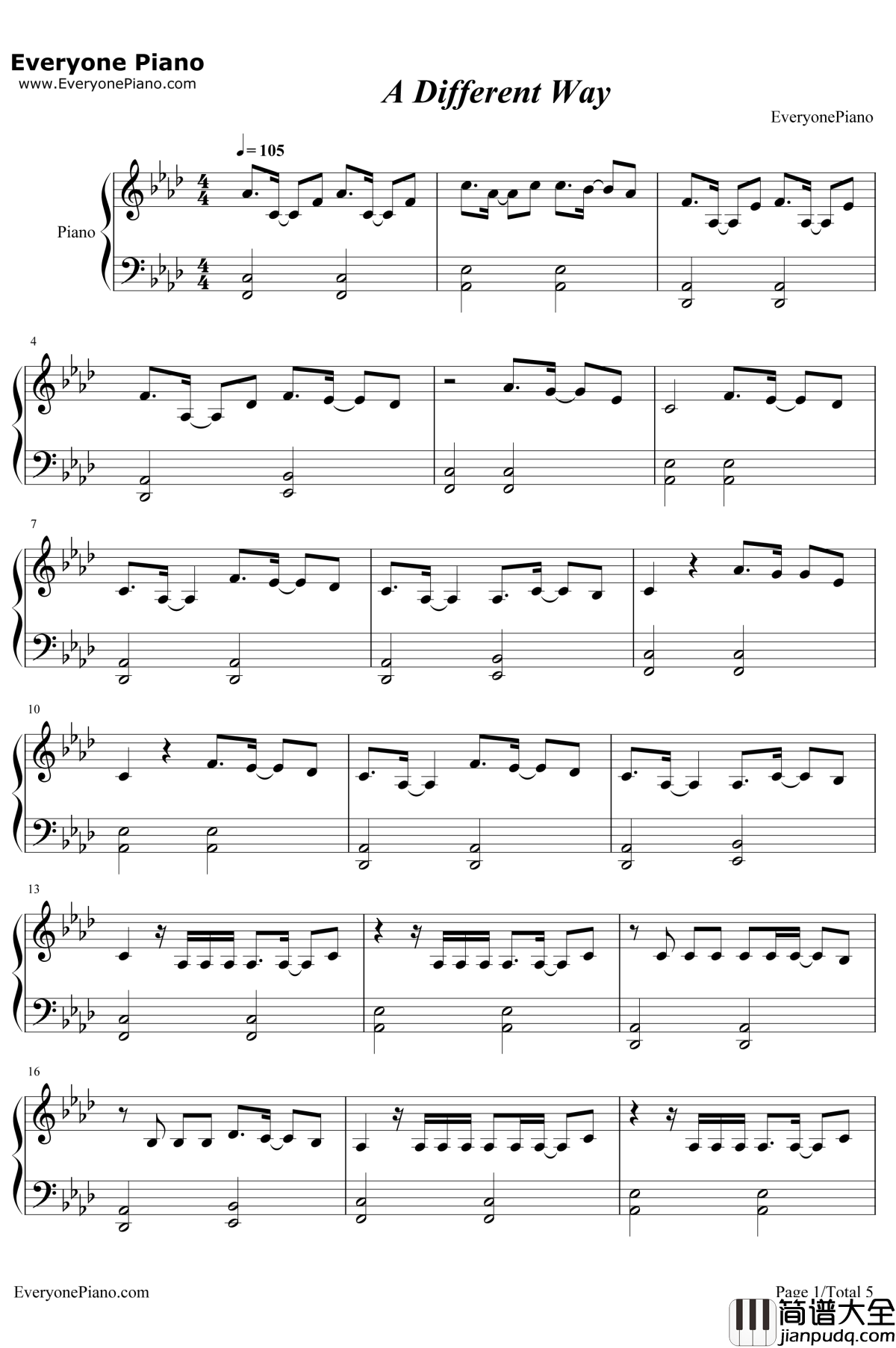 A_Different_Way钢琴谱_DJSnakeLauv