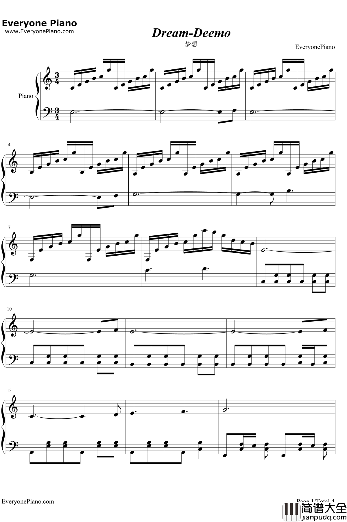 Dream钢琴谱_Rayark_Deemo古树旋律