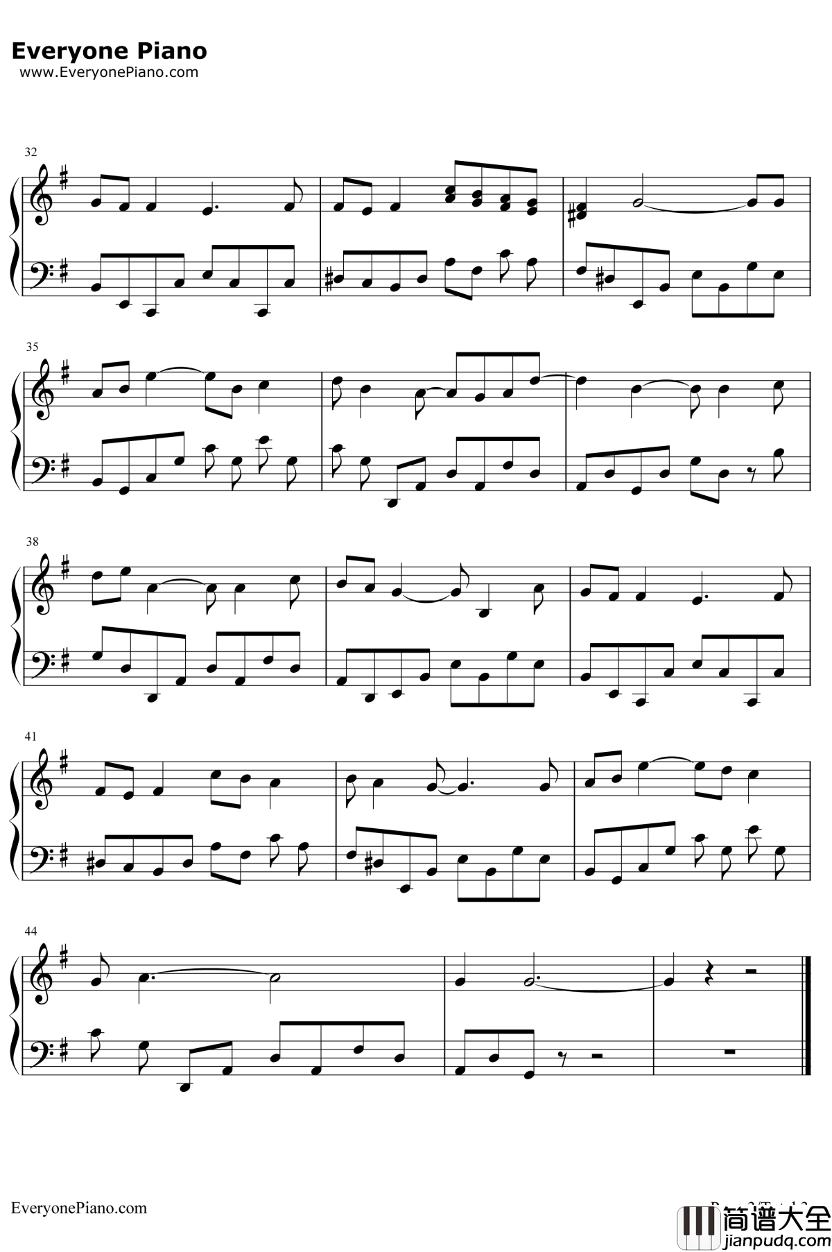 十年钢琴谱_陈奕迅_简单版