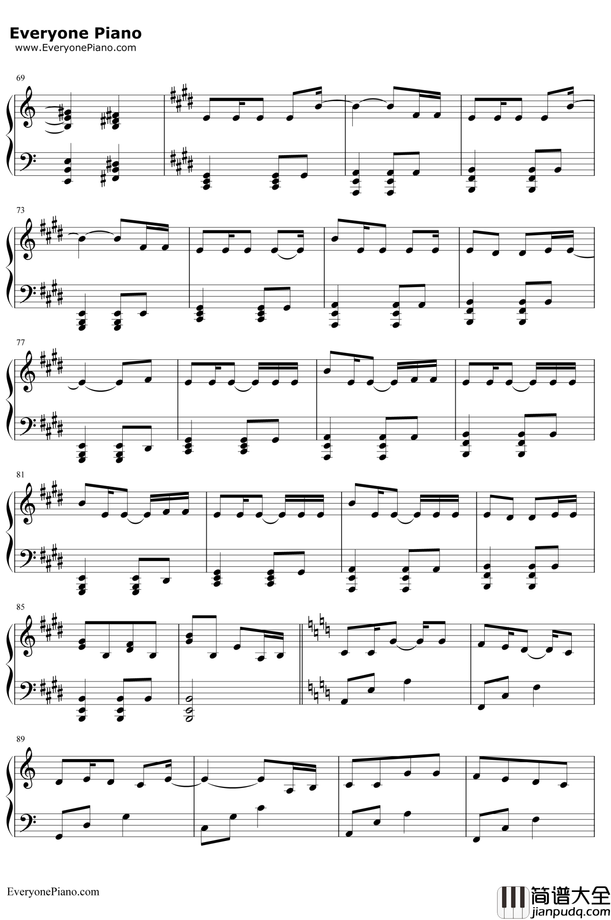 楔钢琴谱__奥华子