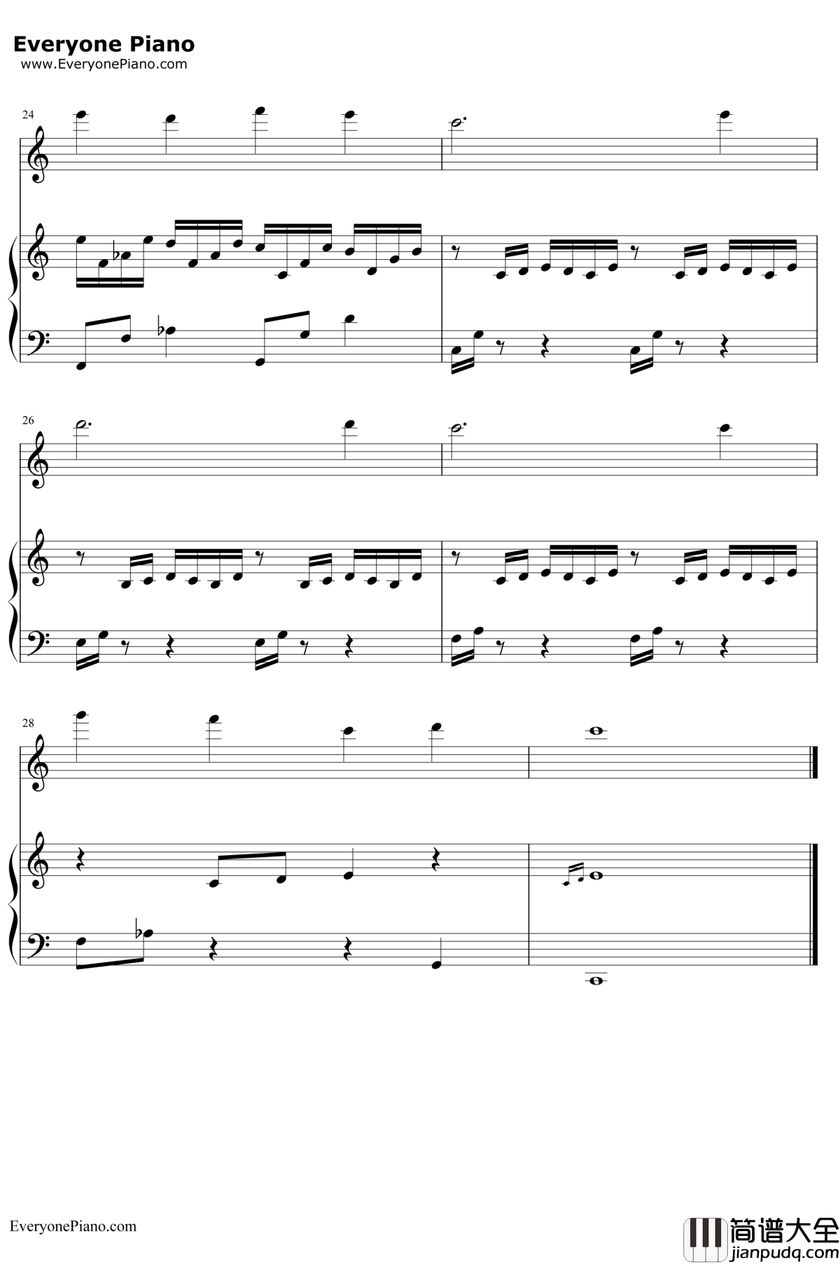 不能说的秘密路小雨钢琴谱_周杰伦