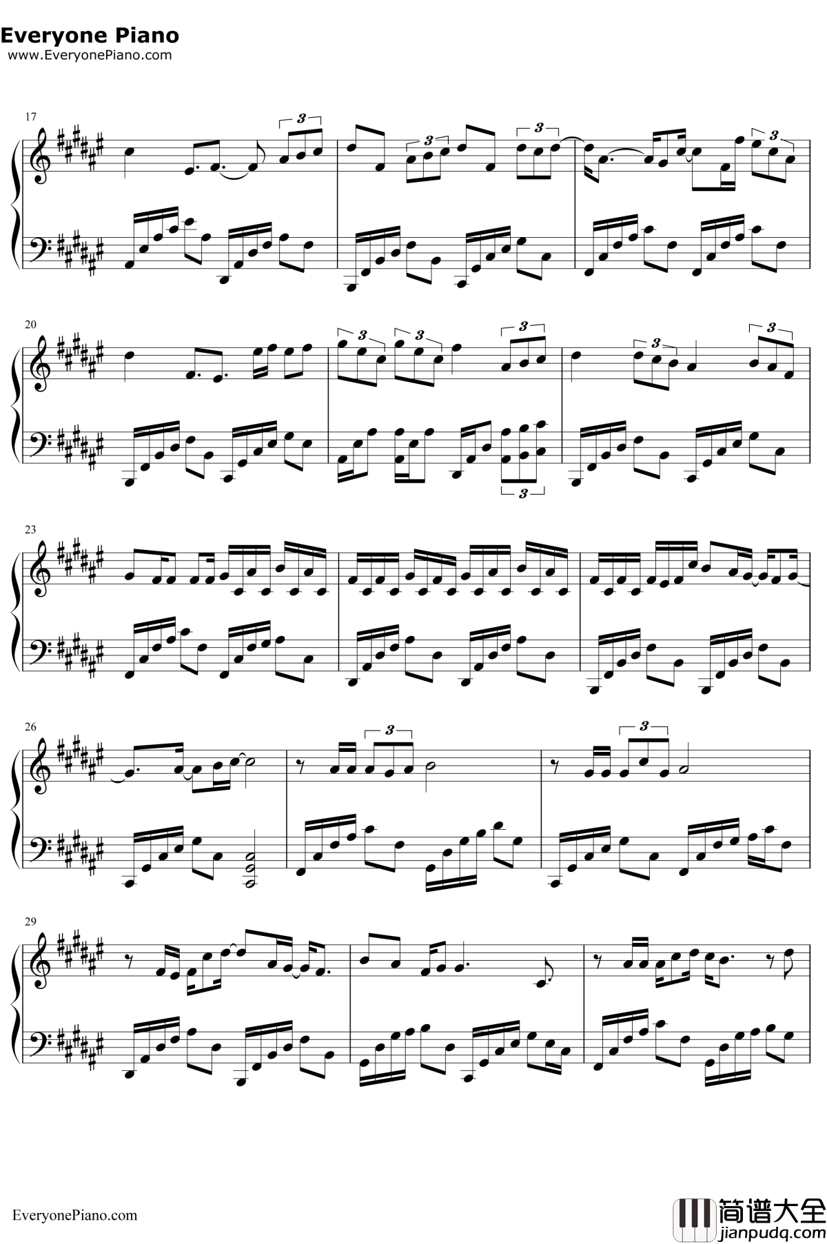 阴天快乐钢琴谱__陈奕迅