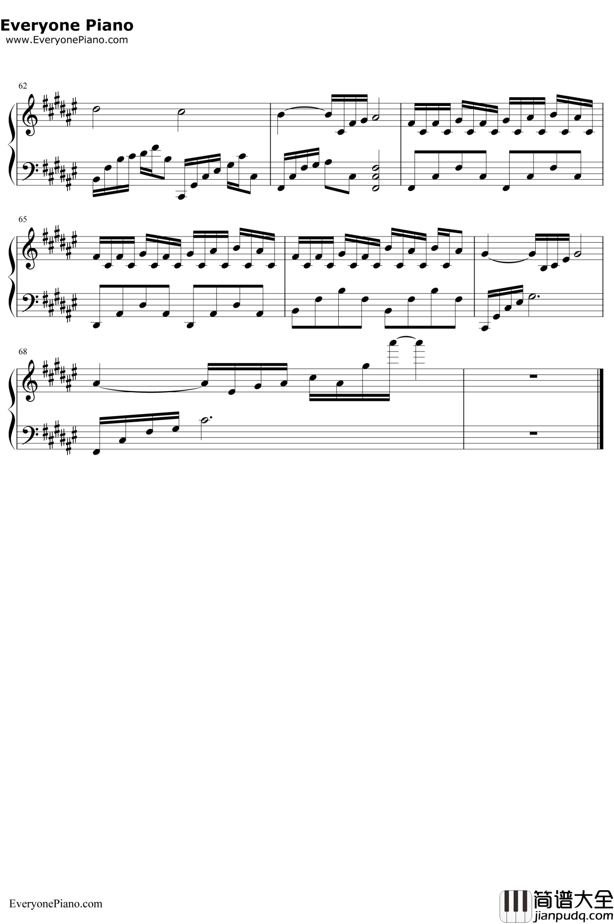 阴天快乐钢琴谱__陈奕迅