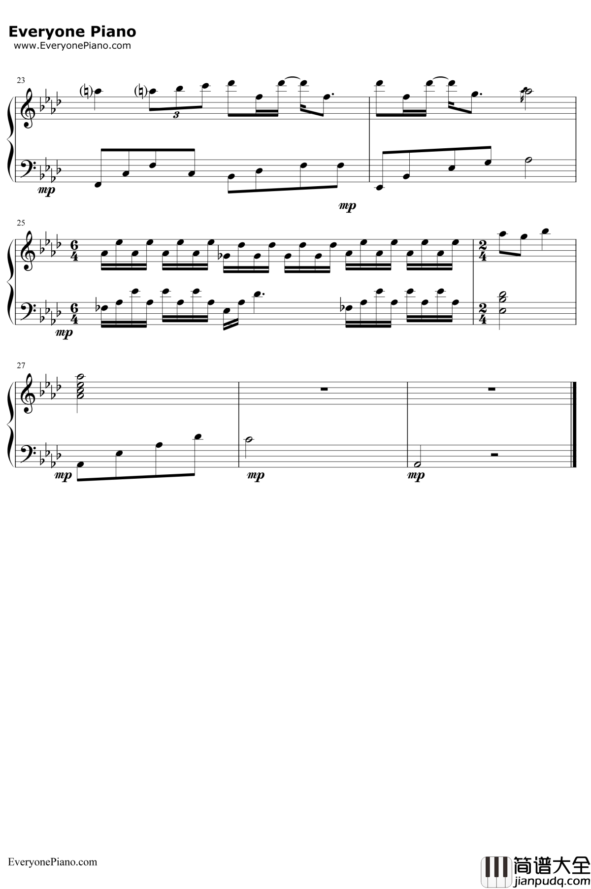 我在那一角患过伤风钢琴谱_冯曦妤_我在那一角患过伤风