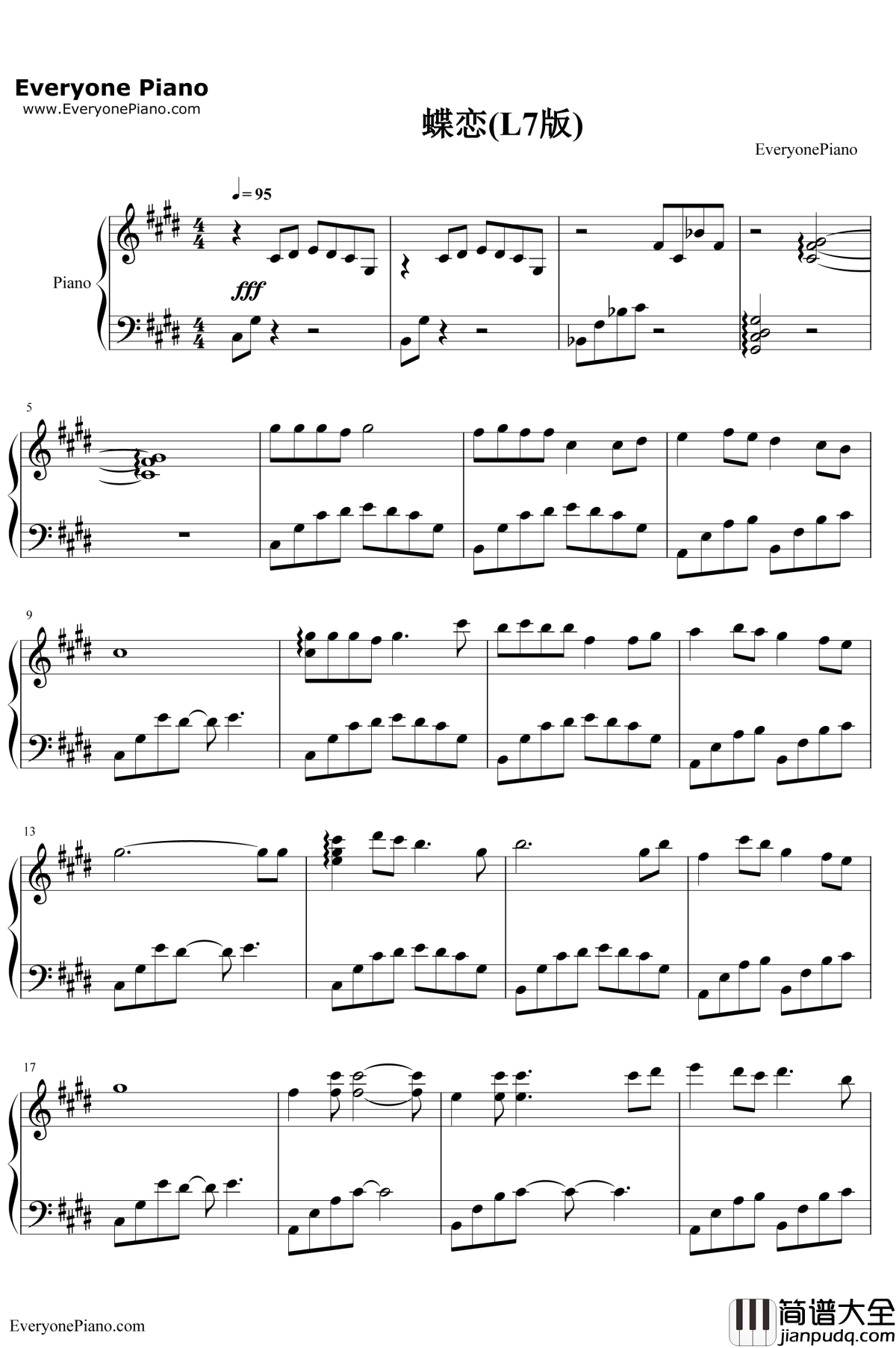 蝶恋钢琴谱_林坤信_仙剑奇侠传游戏配乐