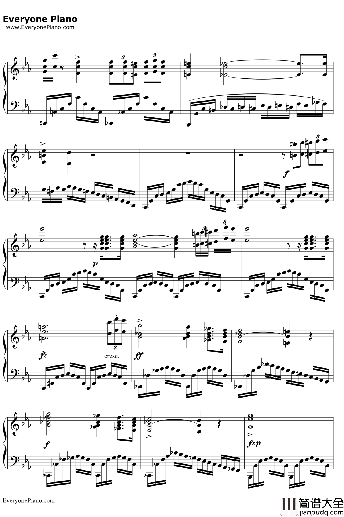 革命练习曲钢琴谱__肖邦