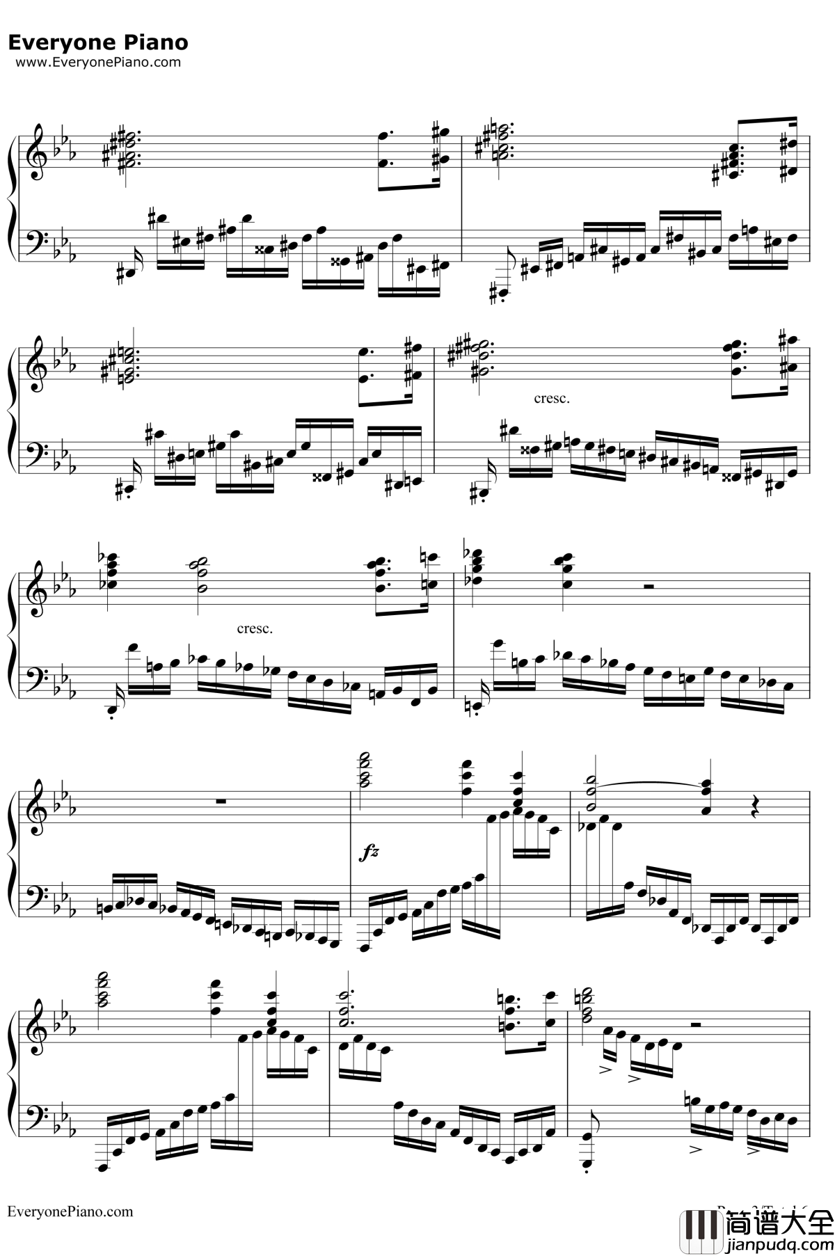 革命练习曲钢琴谱__肖邦