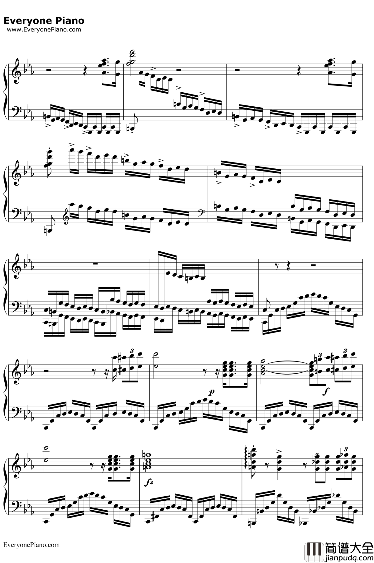 革命练习曲钢琴谱__肖邦