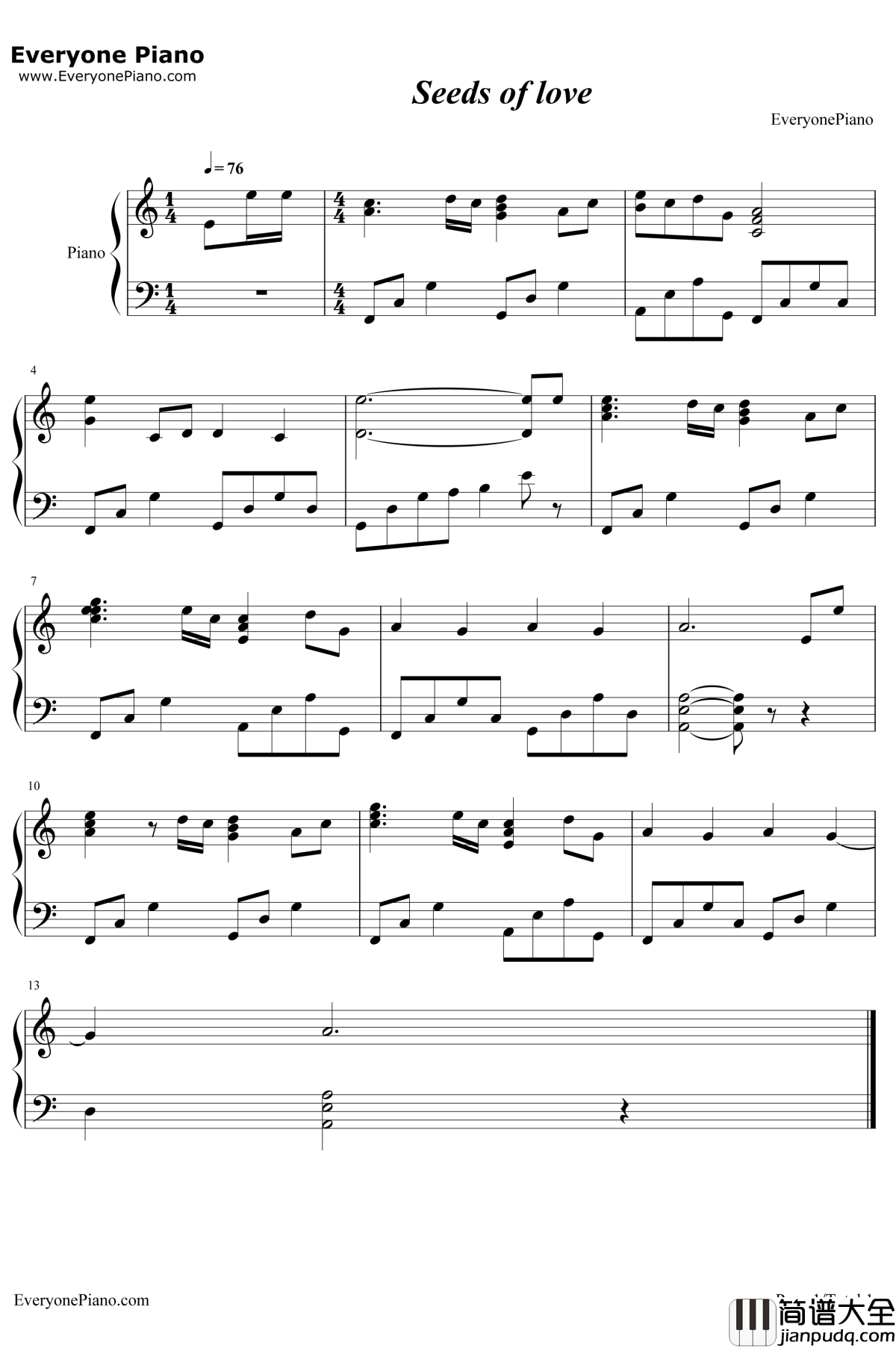 Seeds_of_Love钢琴谱_上田雅美_鬼泣插曲