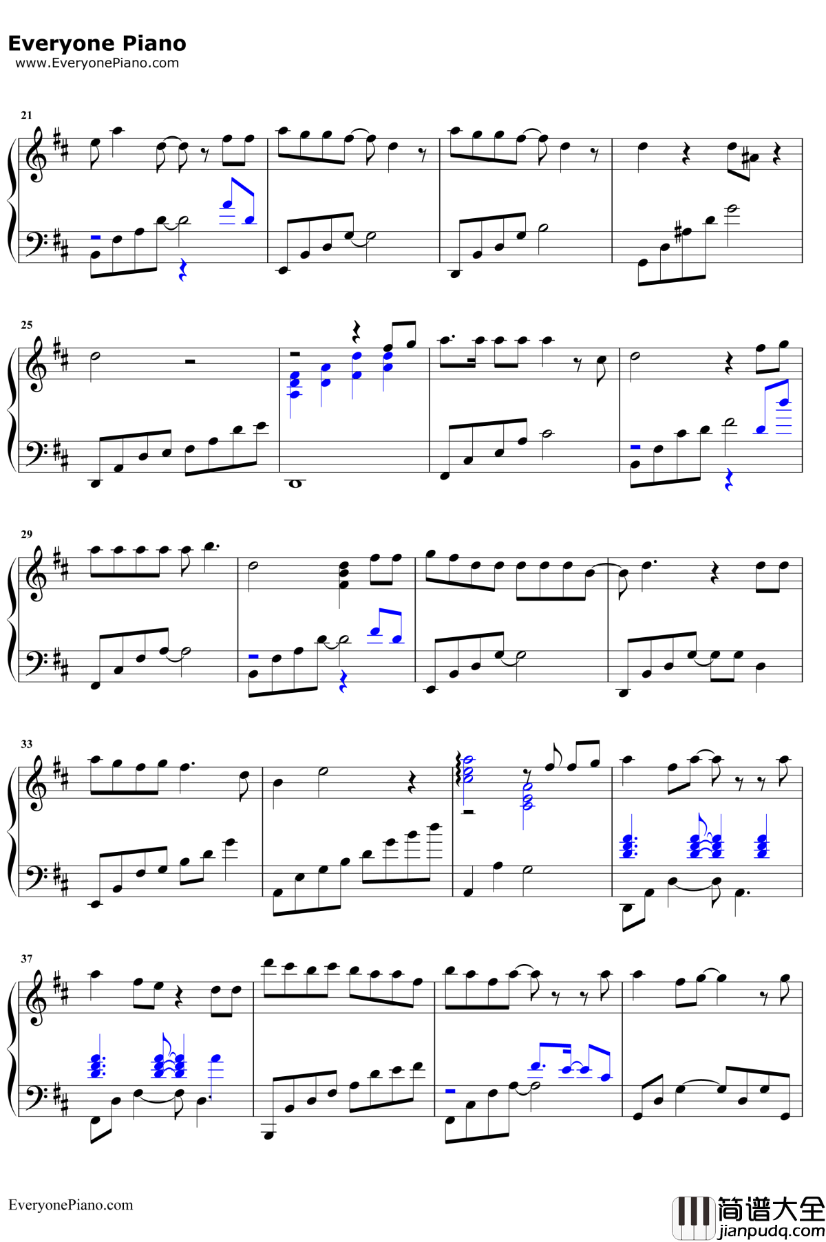 梦一场钢琴谱_张碧晨_中国新歌声第二季