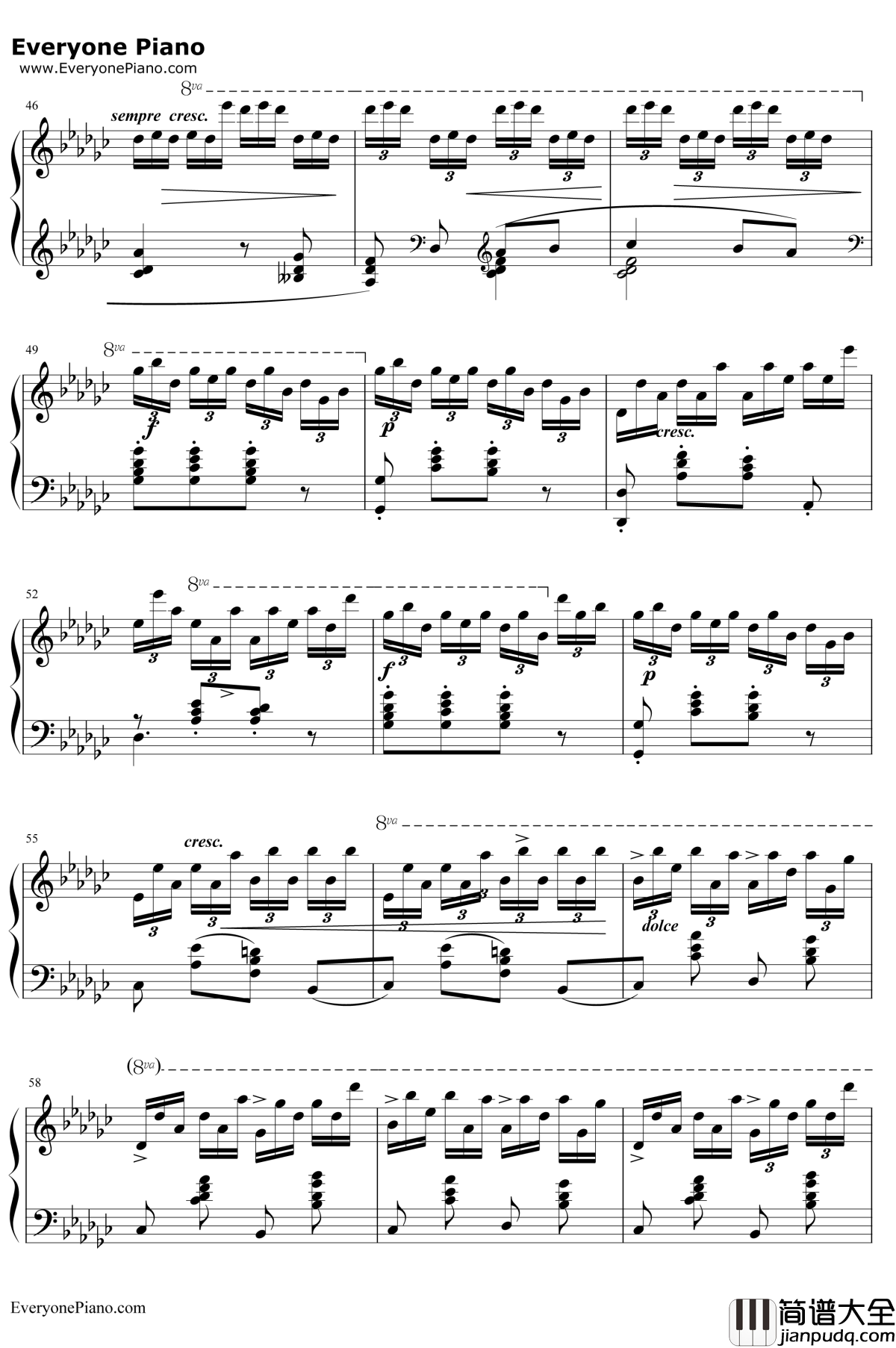 黑键练习曲钢琴谱_肖邦_肖邦练习曲OP10NO5