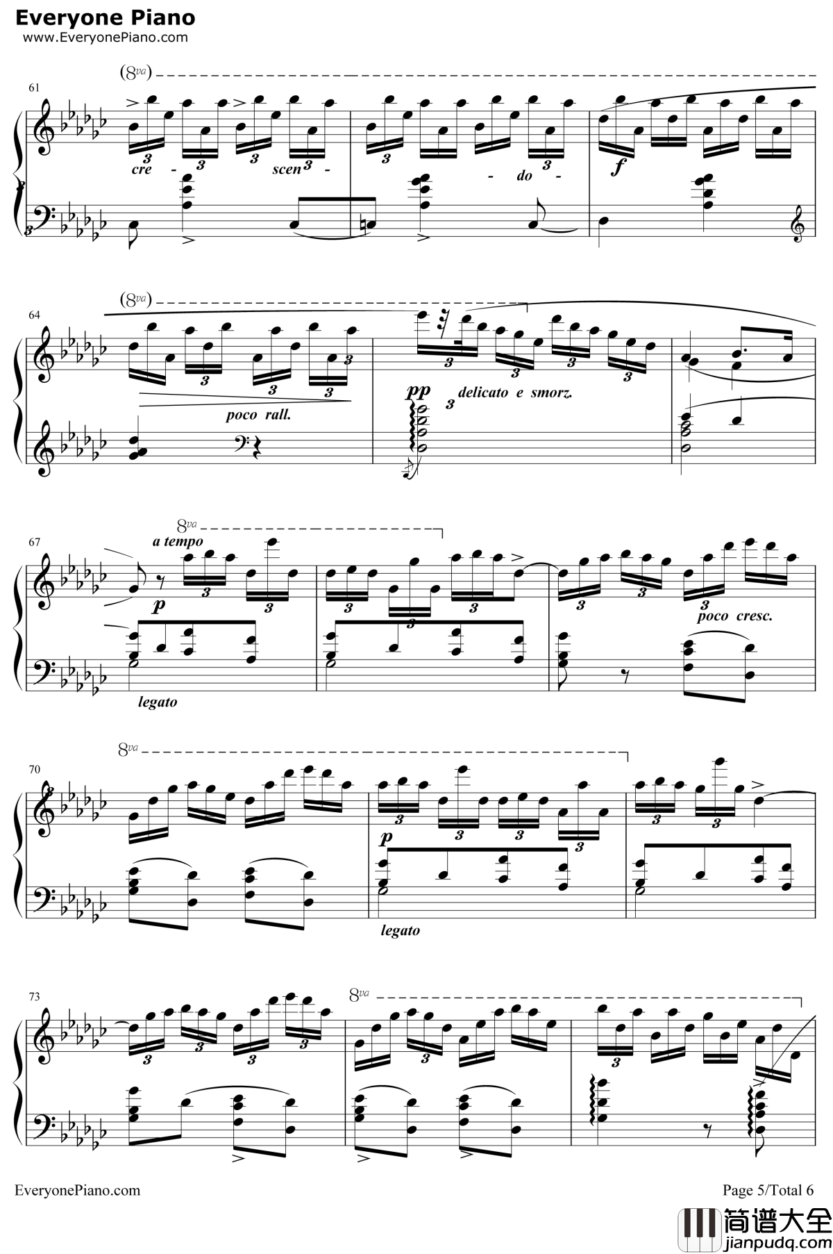 黑键练习曲钢琴谱_肖邦_肖邦练习曲OP10NO5