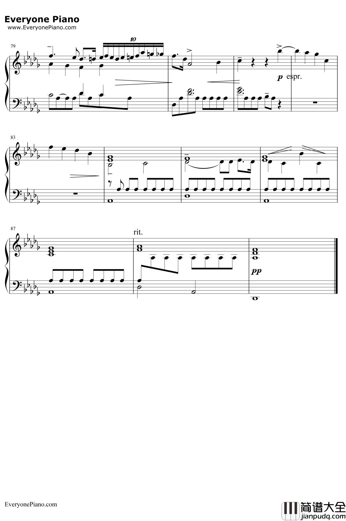 雨滴前奏曲钢琴谱___肖邦