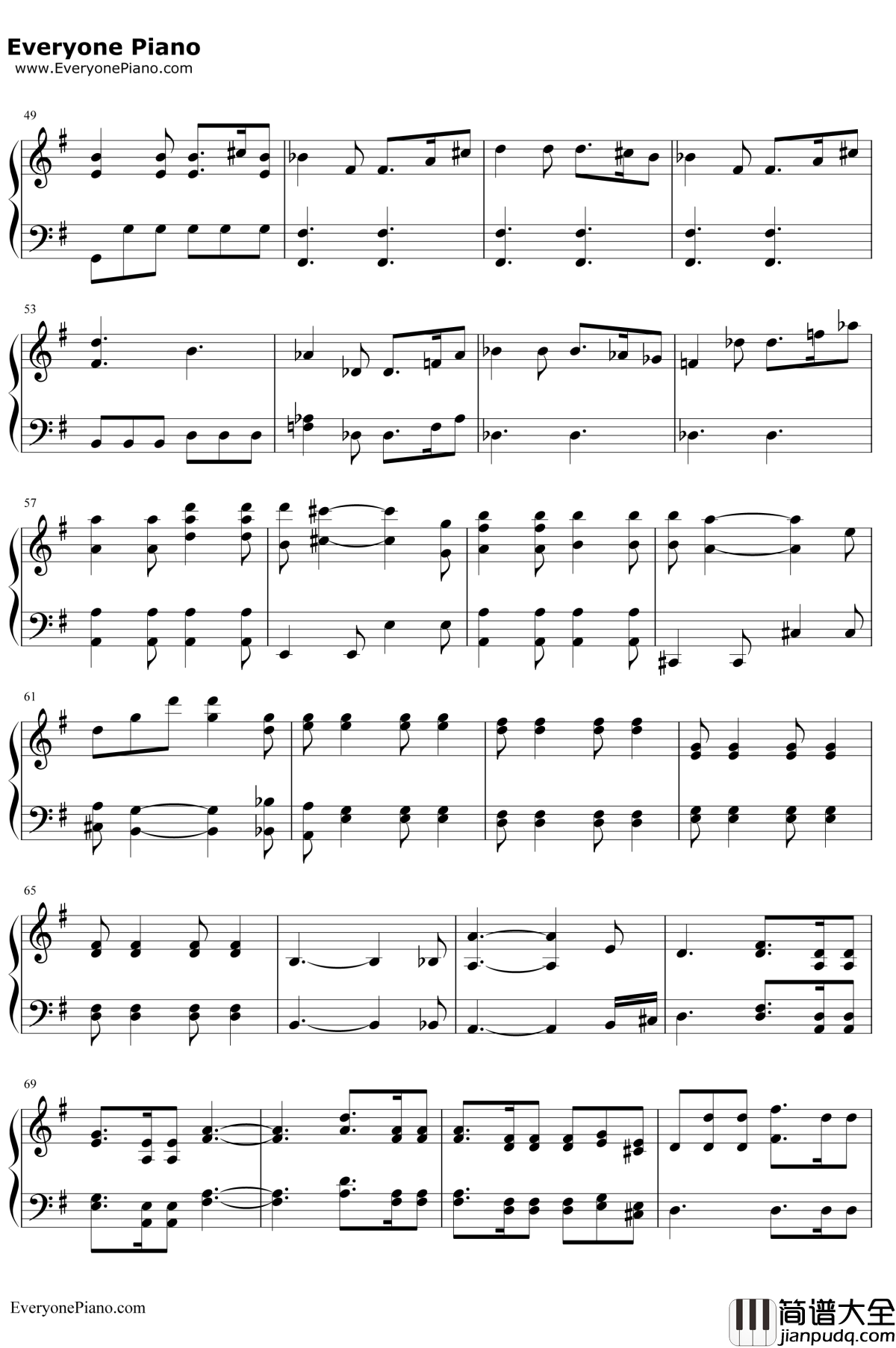 贝多芬第七号交响曲第一乐章钢琴谱_贝多芬