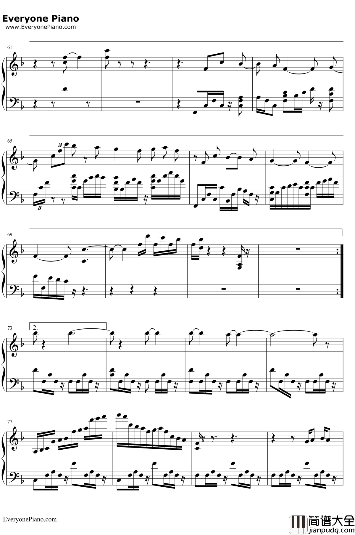 魔法使いの夜～メインテーマ钢琴谱_深泽秀行_魔法使之夜BGM