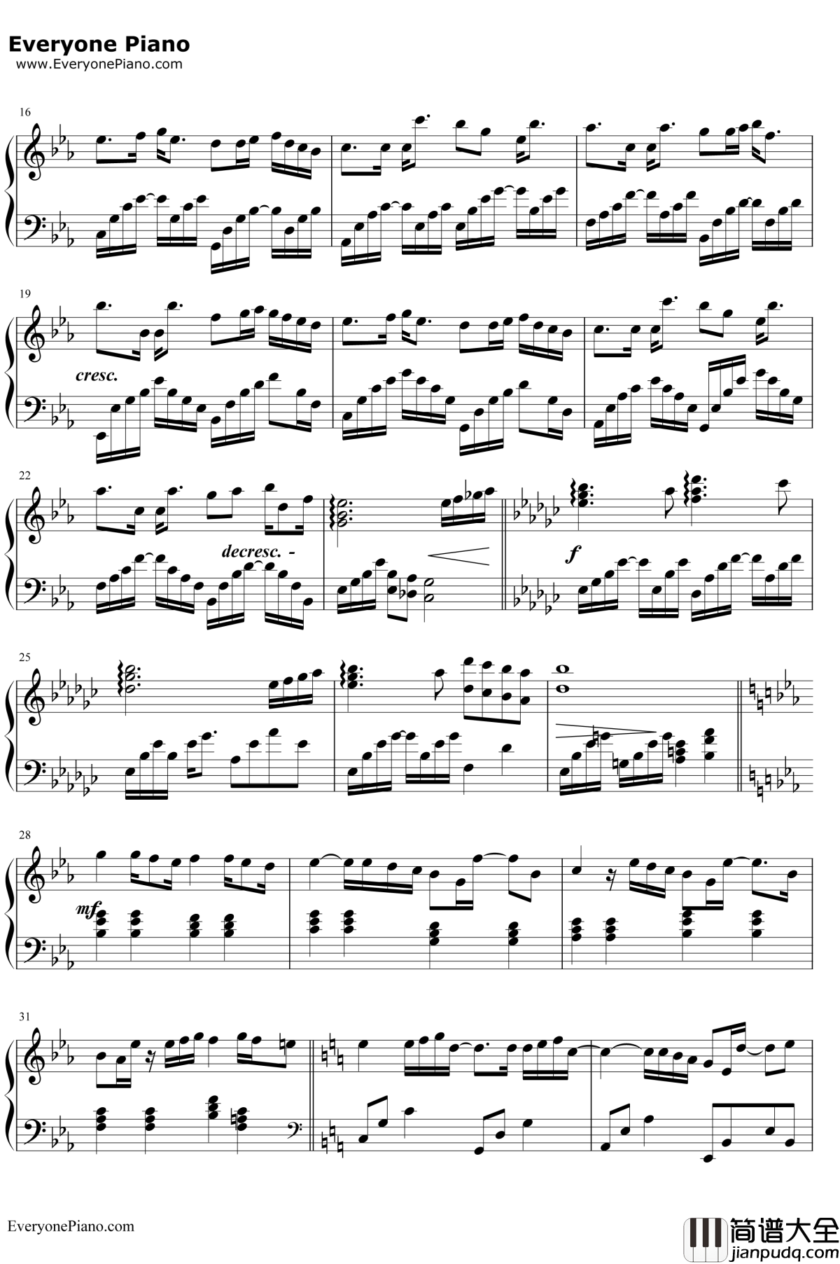 被风吹过的夏天钢琴谱_金莎林俊杰_钢琴演奏版