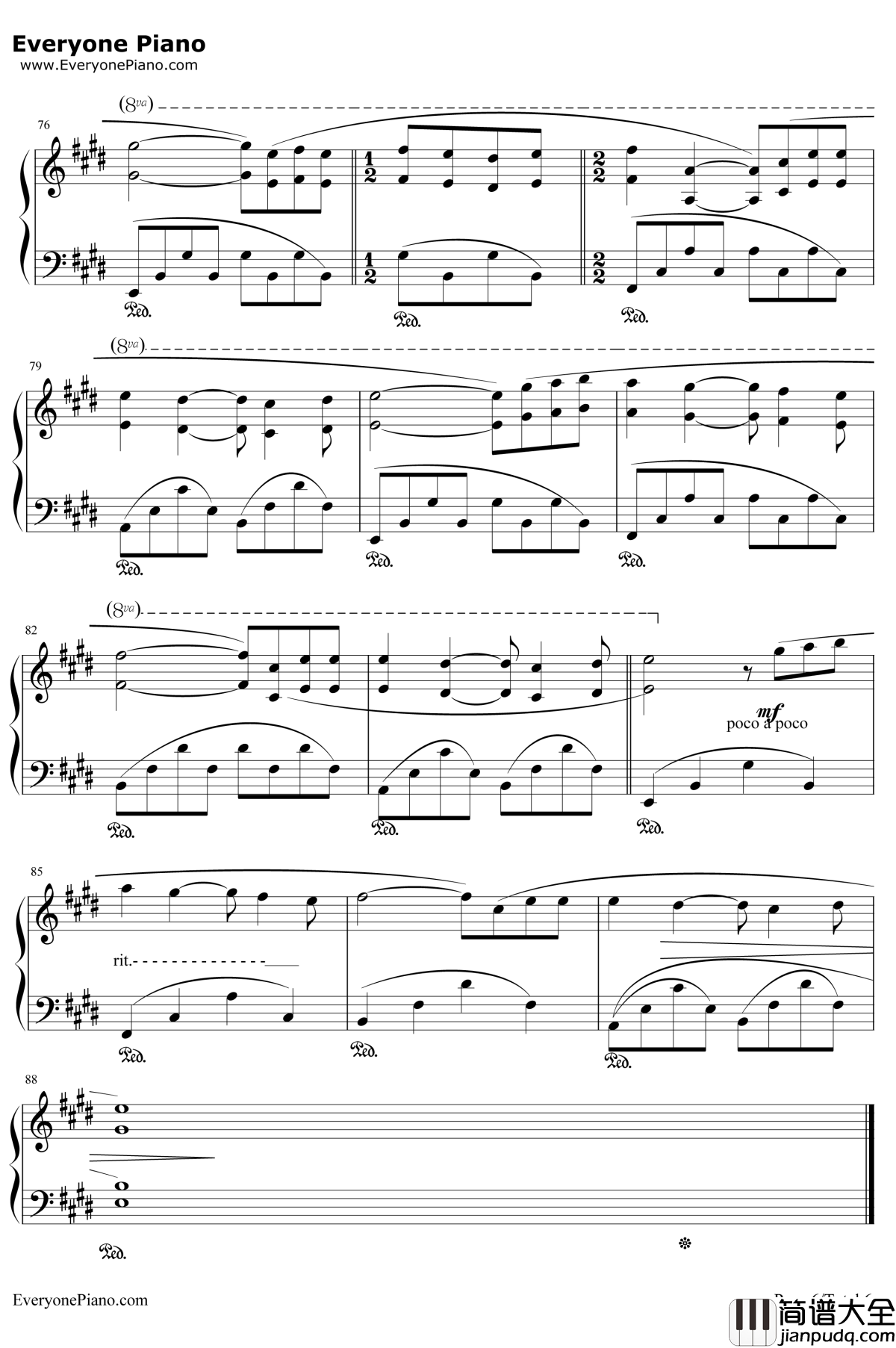 痛苦的心钢琴谱_克莱德曼_午后的旅行