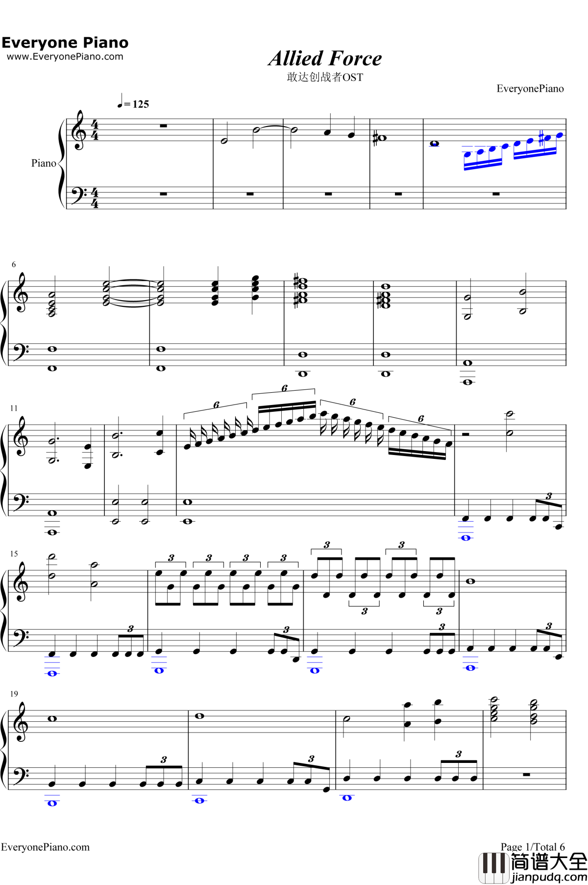 Allied_Force钢琴谱_林ゆうき_敢达创战者OST