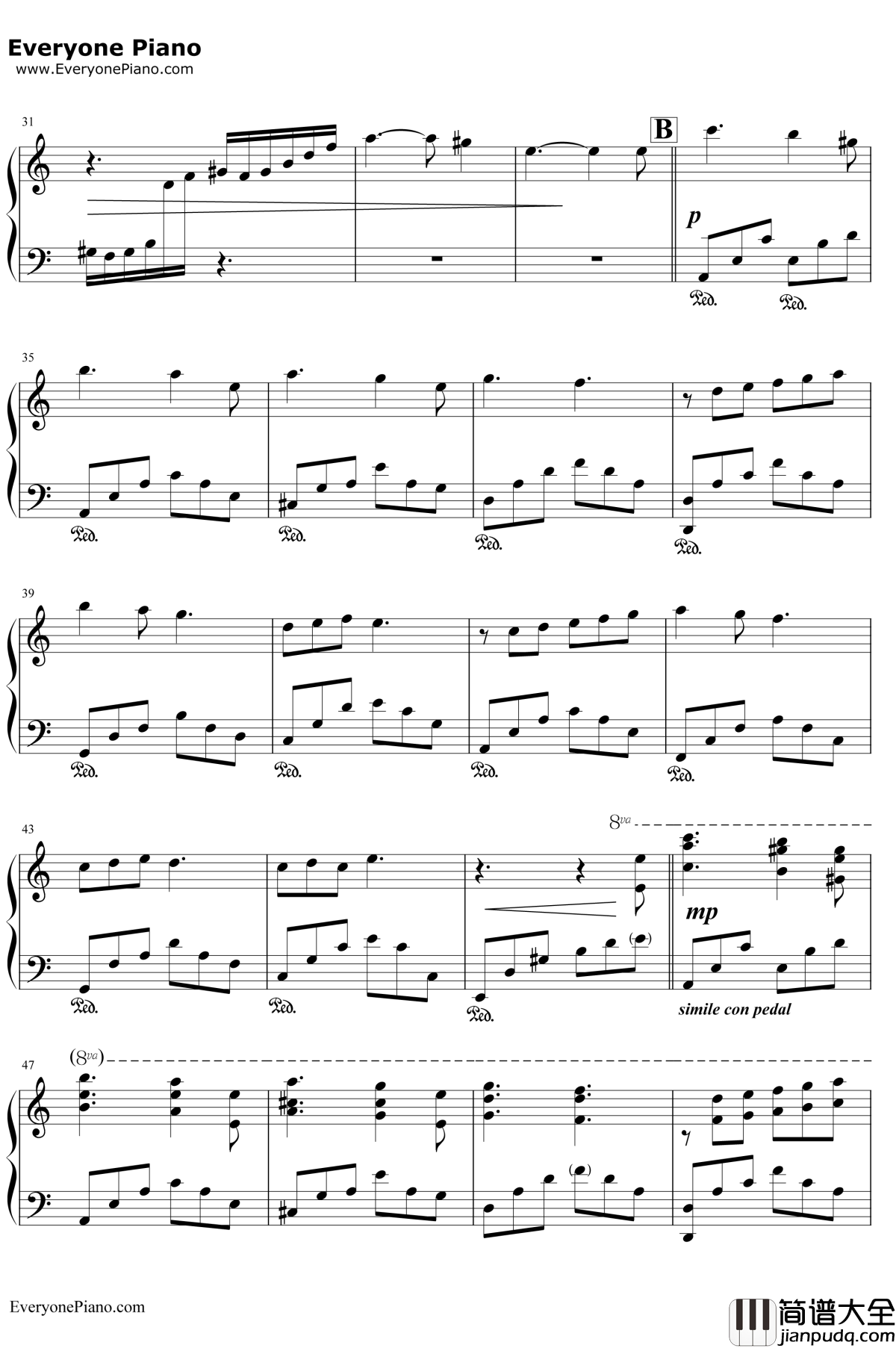 李斯特的旋律钢琴谱_理查德•克莱德曼_跃动的心