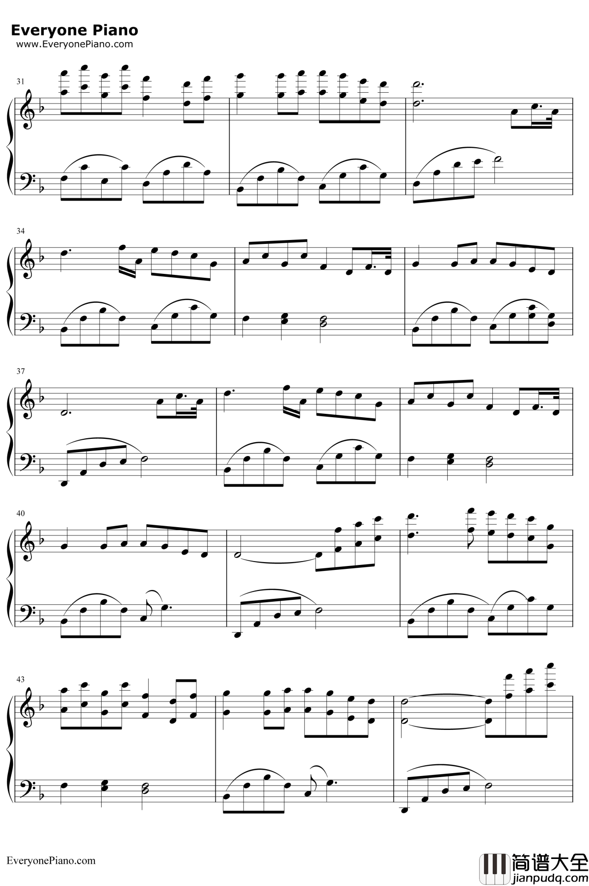 优美的小调钢琴谱___张宇桦