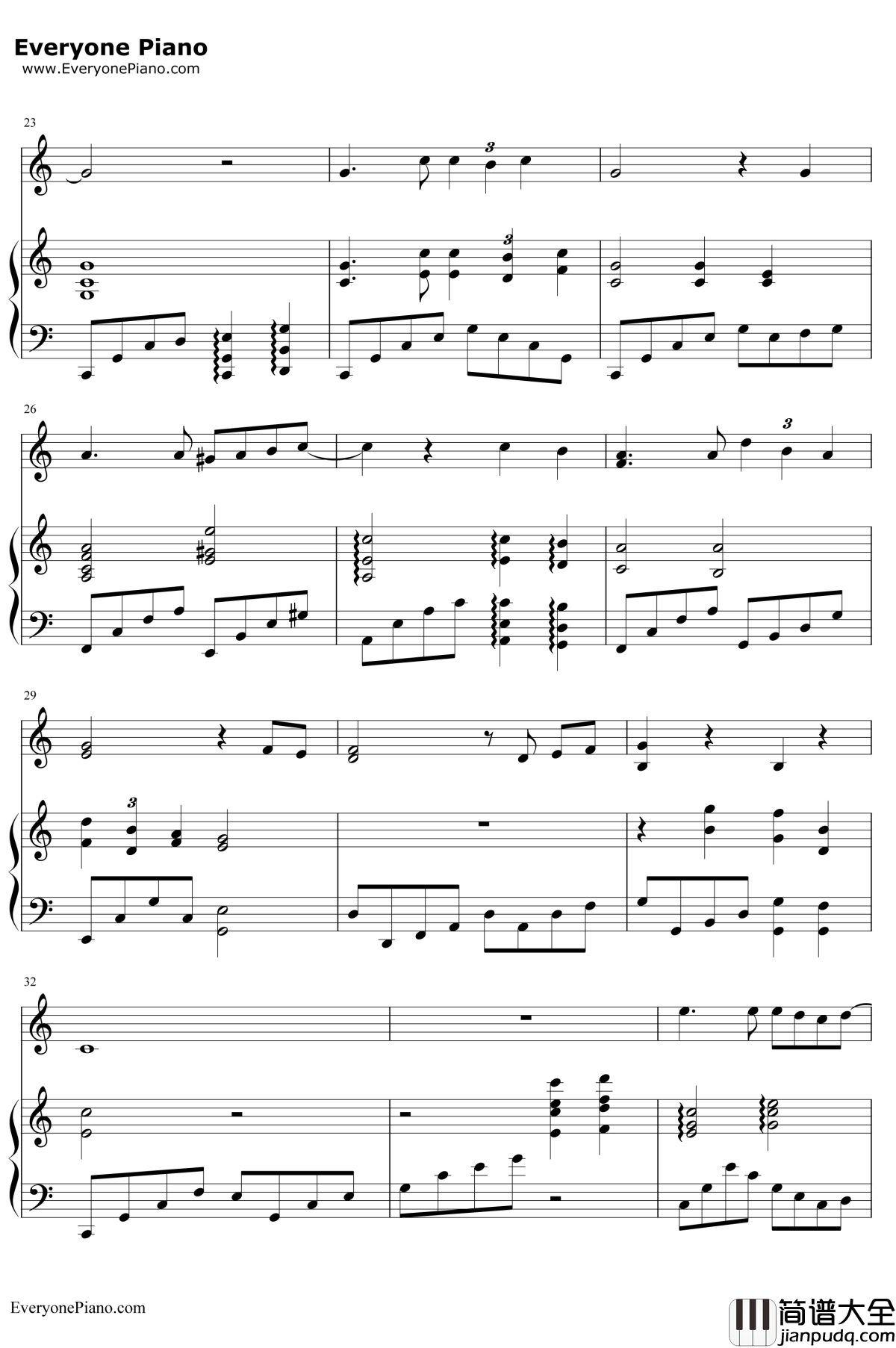 宫崎骏的天空与河流钢琴谱_未知