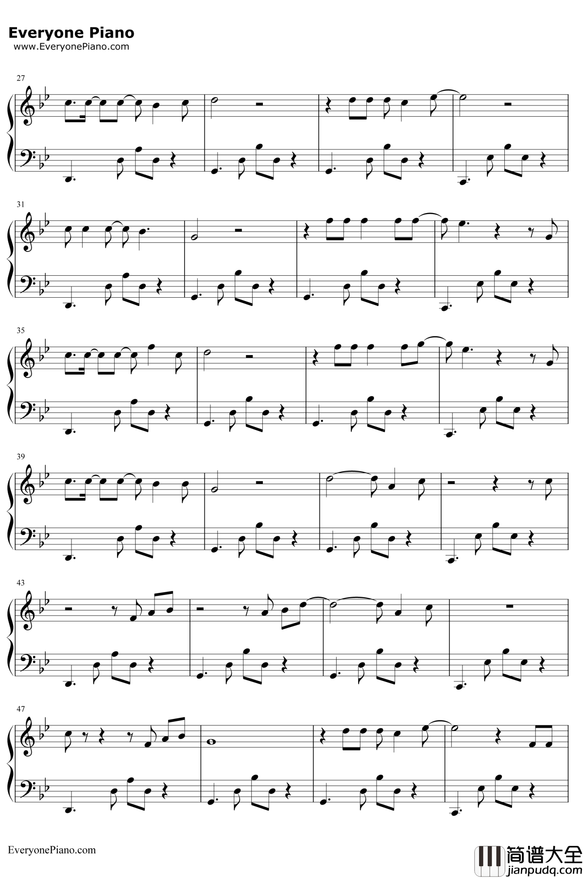 渡钢琴谱_薛之谦