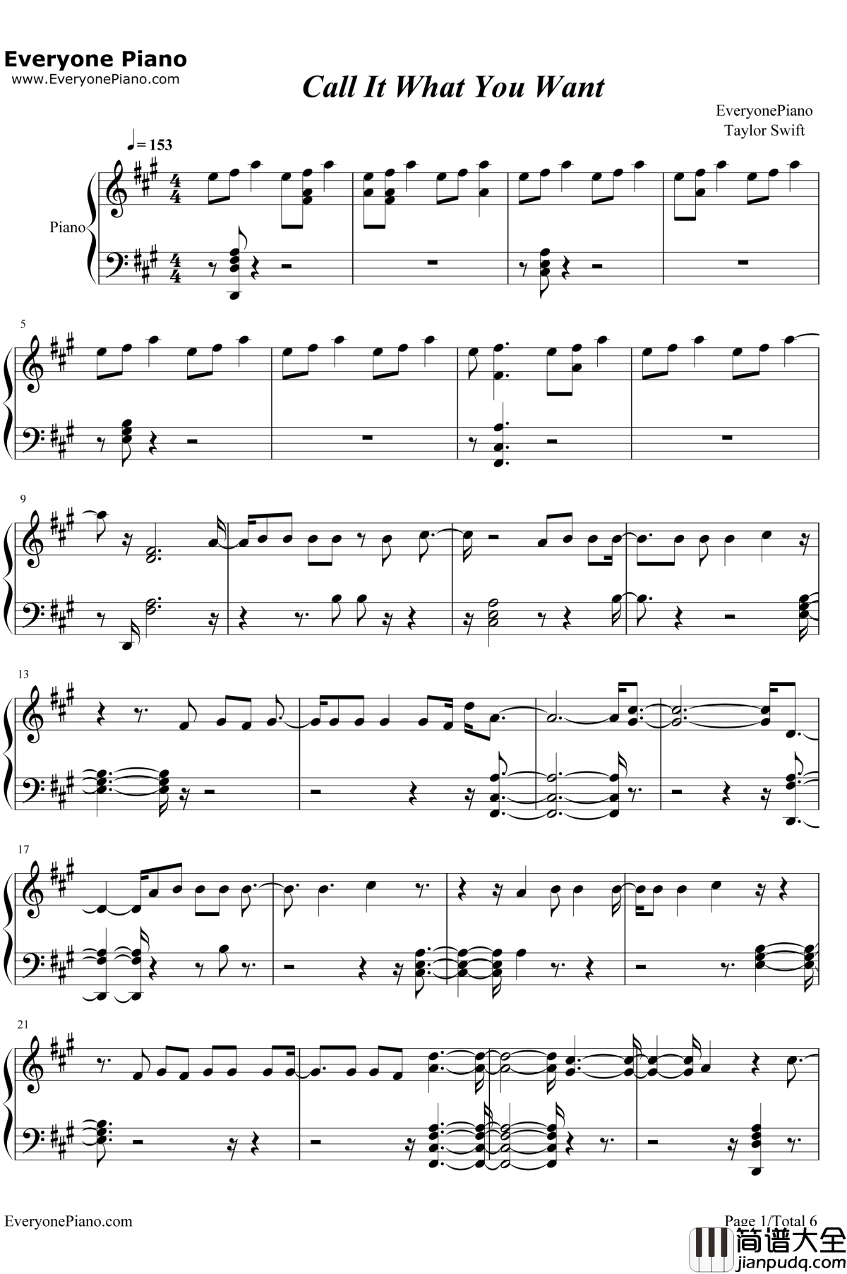 Call_It_What_You_Want钢琴谱_TaylorSwift