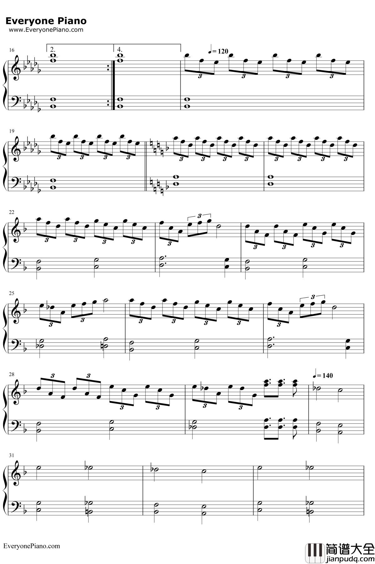 U.N.オーエンは彼女なのか钢琴谱_ZUN太田顺也_东方红魔乡主题曲