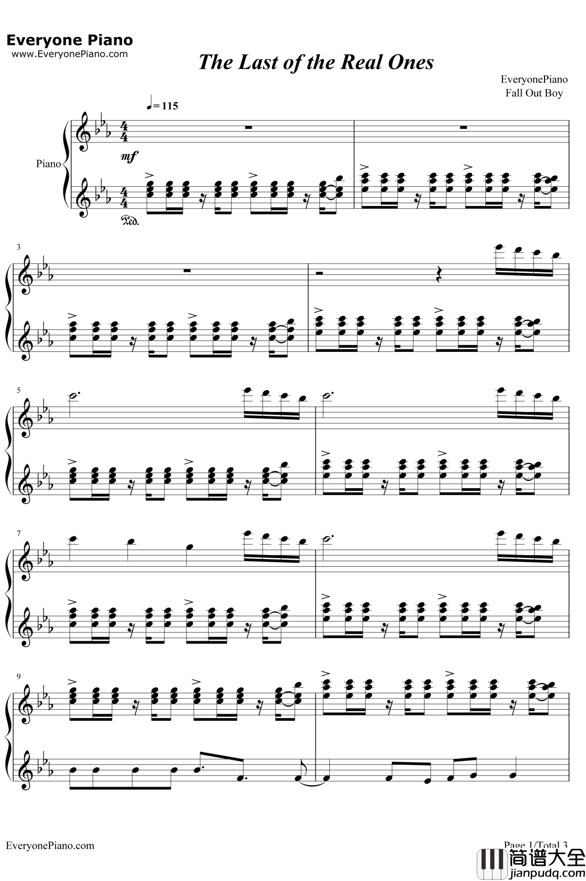 The_Last_of_the_Real_Ones钢琴谱_FallOutBoy