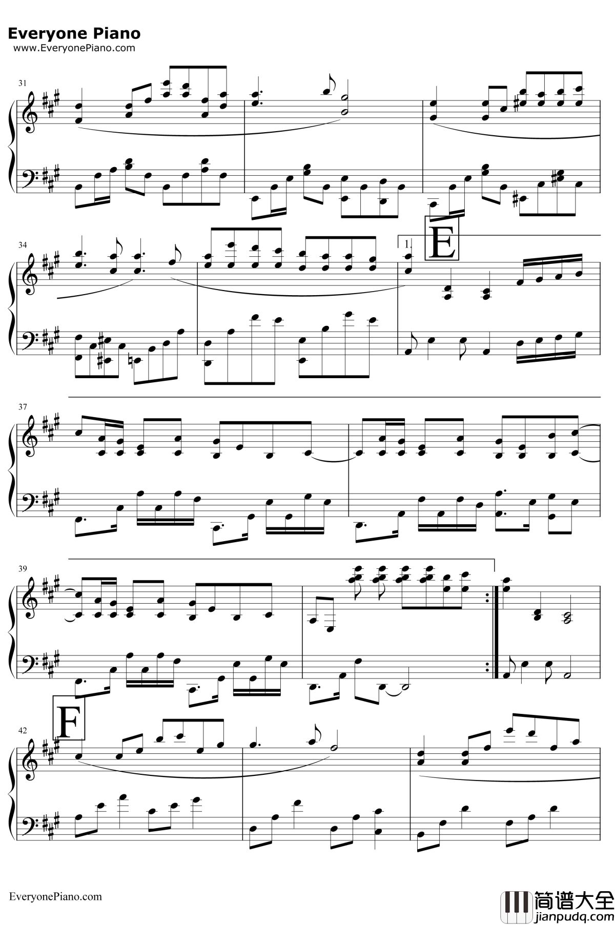 亲爱的那不是爱情钢琴谱__张韶涵