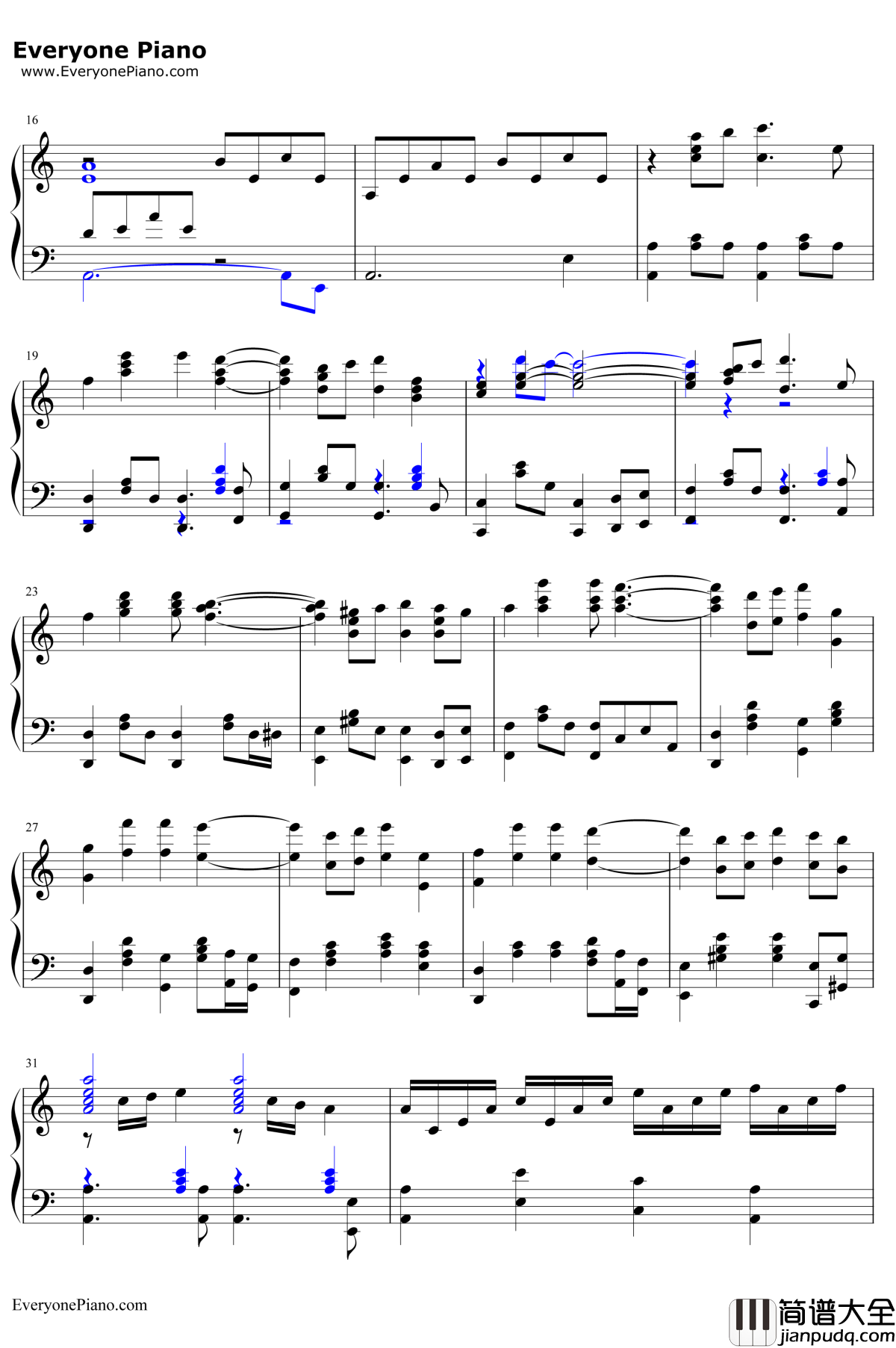 天各一方钢琴谱__刘德华