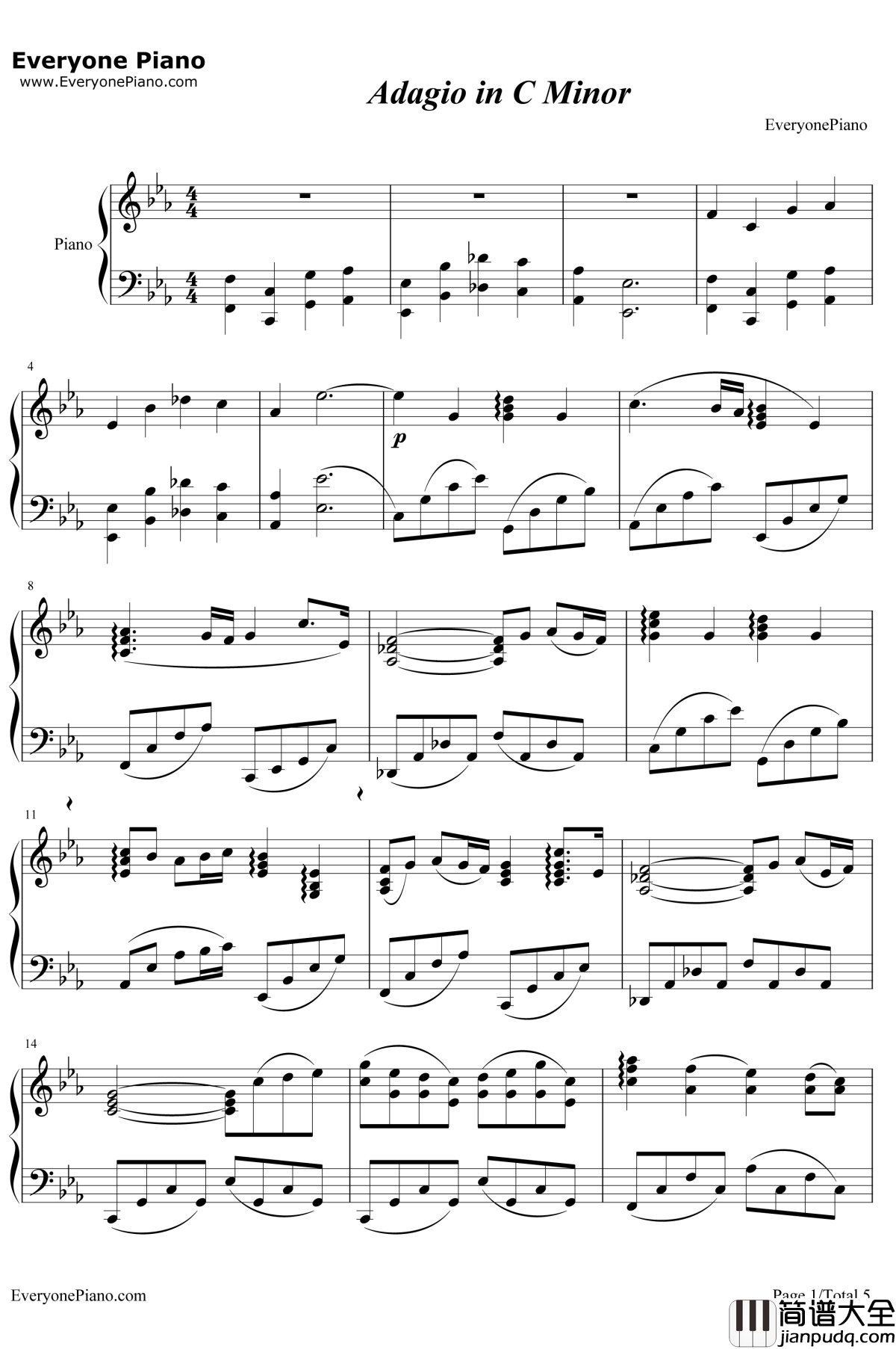Adagio_in_CMinor钢琴谱__雅尼