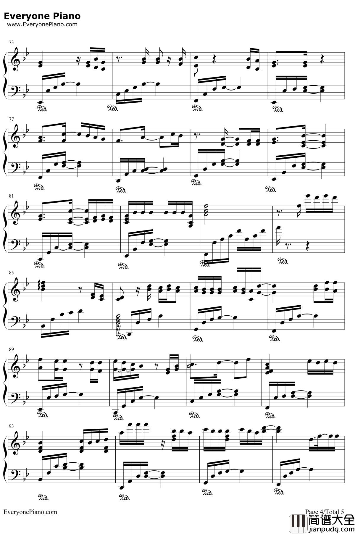 断点钢琴谱__张敬轩